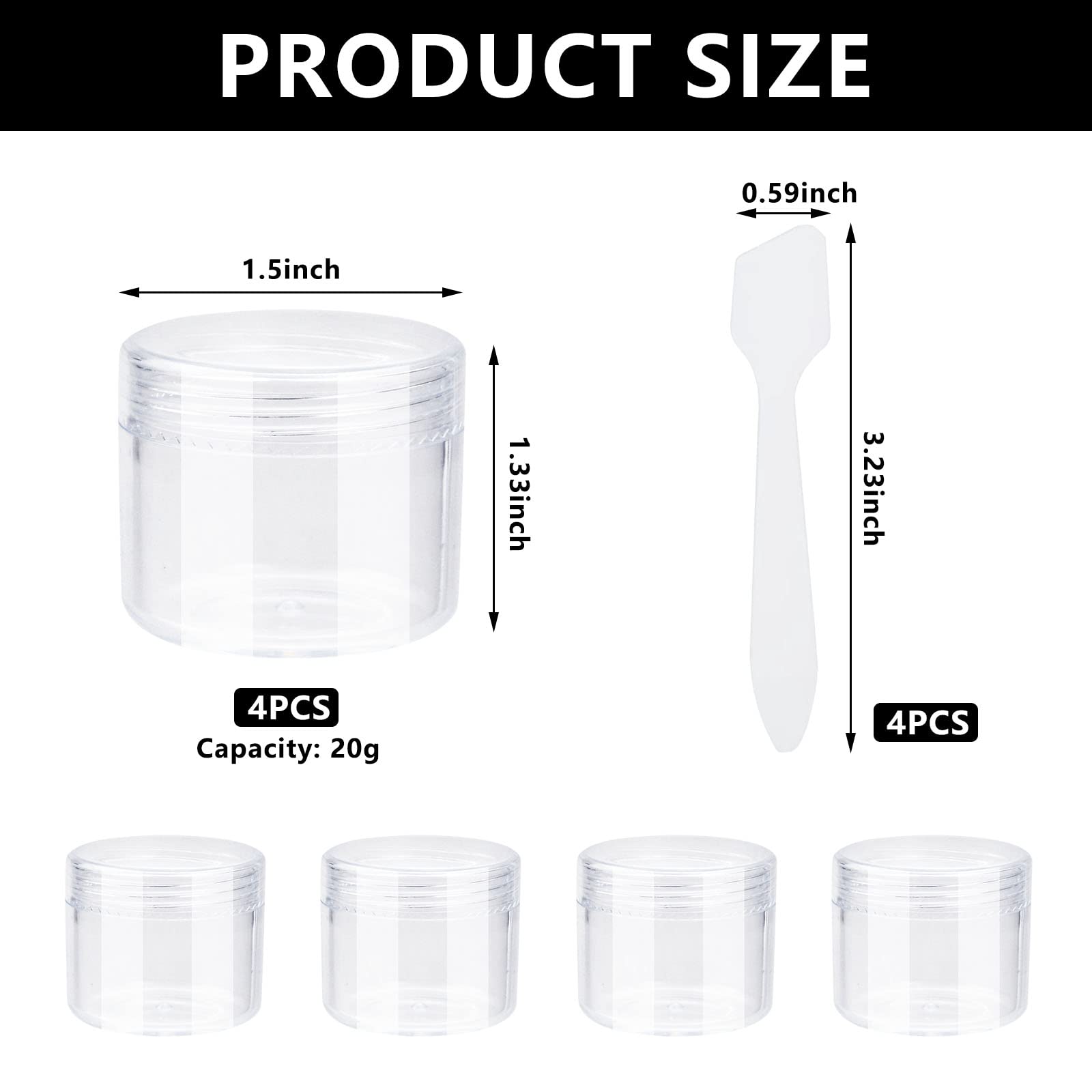 4-Pack 20g/20ml Clear Travel Bottles with Lids - Leak-Proof Cosmetic Containers for Lotions, Creams & Makeup | Perfect for Toiletries, Skincare & Travel Accessories (Clear)