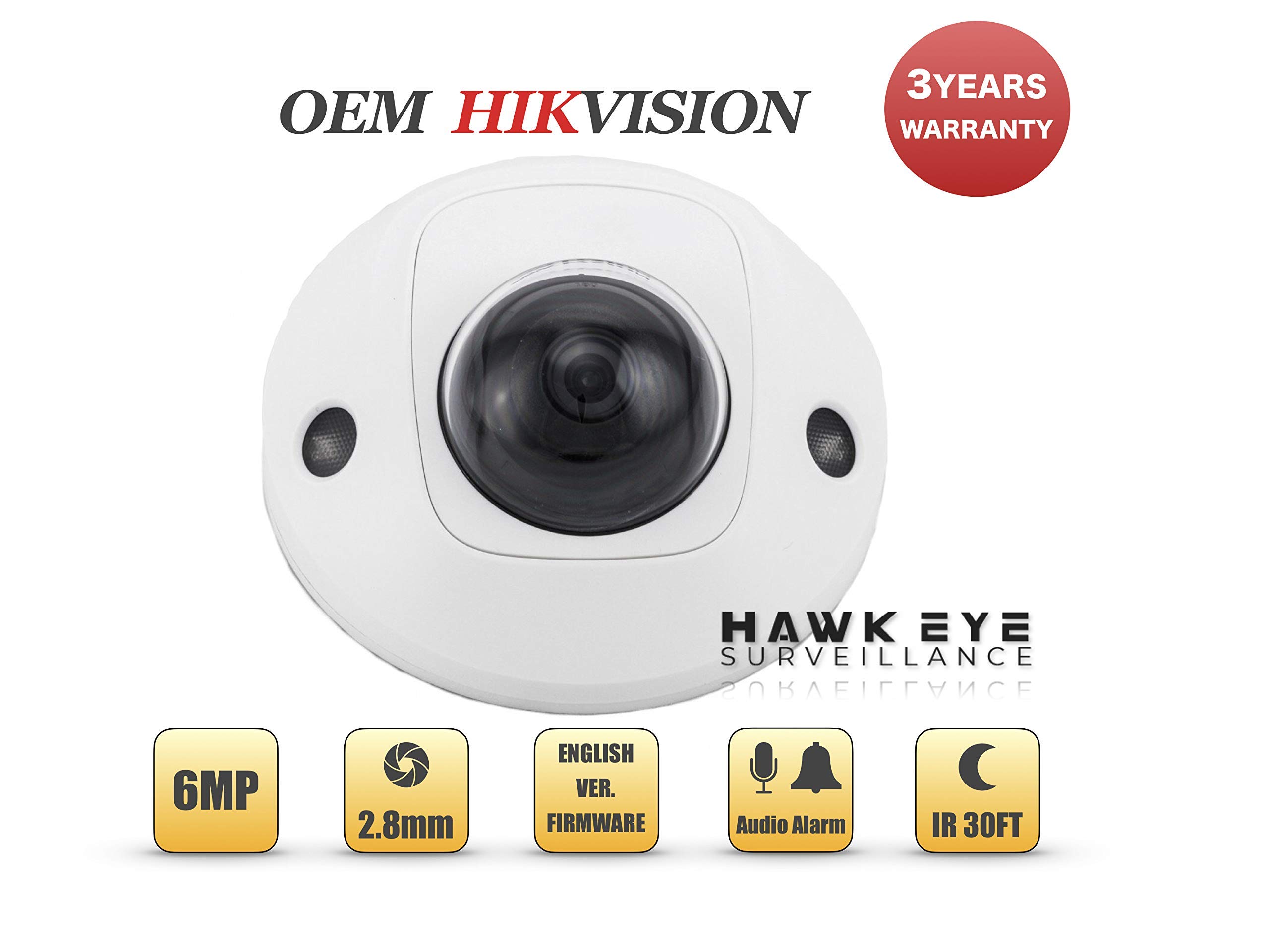6MP PoE Security IP Camera with Built-in Microphone - Indoor/Outdoor Dome Camera, 2.8mm Lens, SD Card Slot, Audio Alarm I/O - Compatible with Hikvision DS-2CD2563G2-IS - Ideal for Home Security, Office Surveillance & Business Monitoring