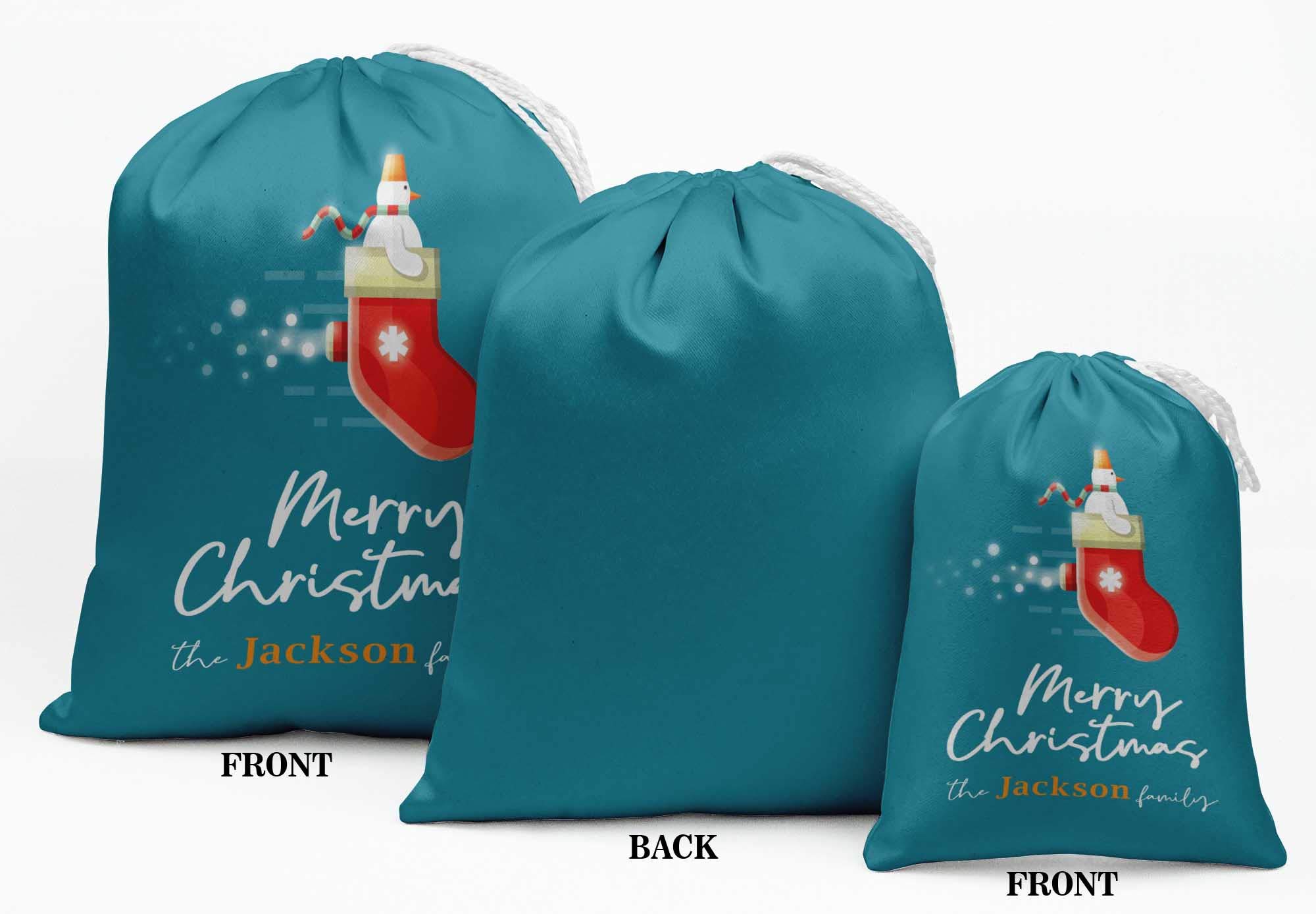 Custom Christmas Gift Pouches - 15pc Blue Party Favor Bags for Candy & Souvenirs