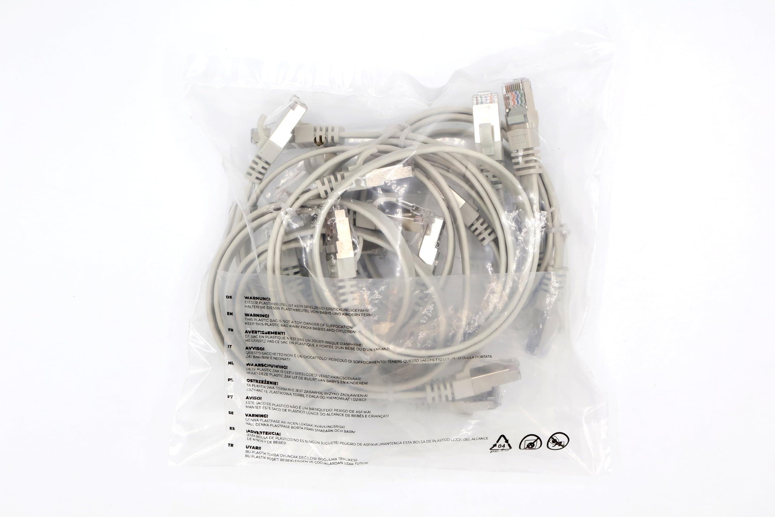 10-Pack 0.5m Gray Cat7 Flat Ethernet Cable - 10Gbps Gigabit LAN Network Cable, Slim RJ45 Patch Cord for Home/Office/Data Center Installation - Perfect for Gaming, Streaming & High-Speed Internet