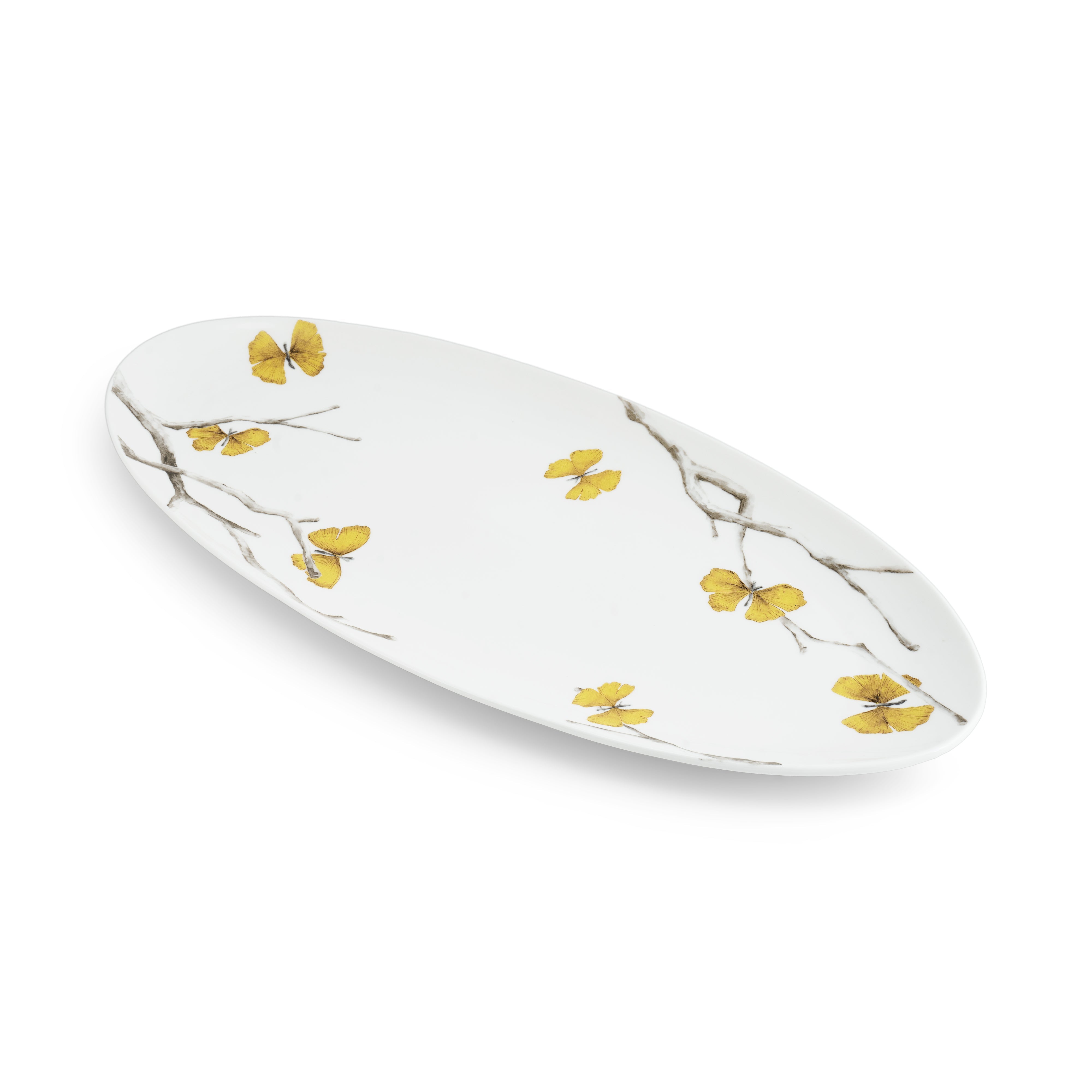 Elegant Butterfly Ginkgo Porcelain Serving Platter - Handcrafted Dinnerware for Special Occasions, Wedding Gifts & Home Decor