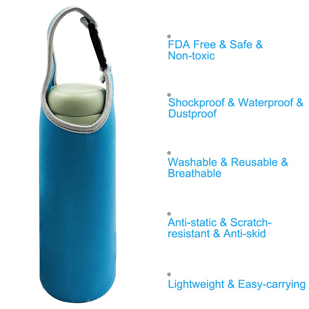 DanziX 4 Pack Insulated Neoprene Water Bottle Carrier with Adjustable Shoulder Straps - Fits 16oz to 20oz Sports Bottles (Blue) - Perfect for Gym, Hiking, Camping & Outdoor Activities
