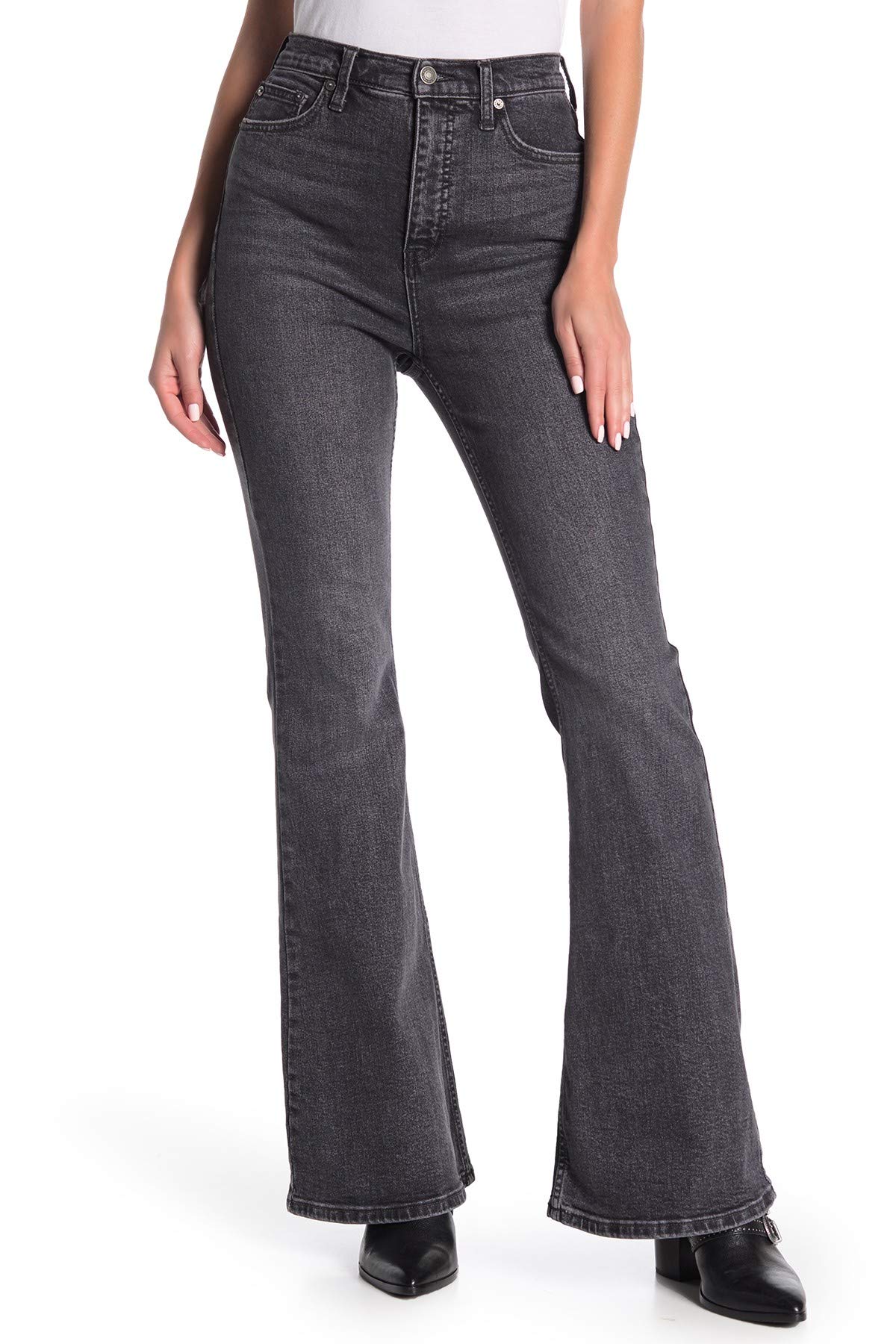 Free People Women's High-Rise Distressed Gray Jeans - Size 31 | Vintage Style Skinny Jeans for Casual Wear & Everyday Outfits