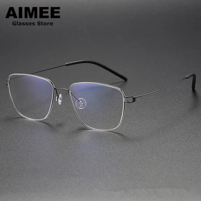 Aimee Unisex Full Rim Square Screwless Titanium Eyeglasses 7221 - Lightweight Durable Frame for Reading, Work & Fashion - Perfect for Office, School & Everyday Wear