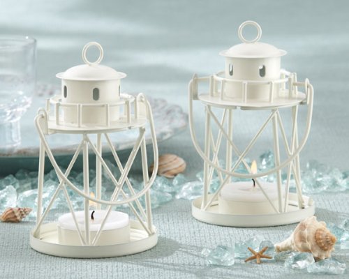 By The Sea Lighthouse Tea Light Holder - 48 Count Set for Home Decor, Wedding Centerpieces, and Romantic Ambiance