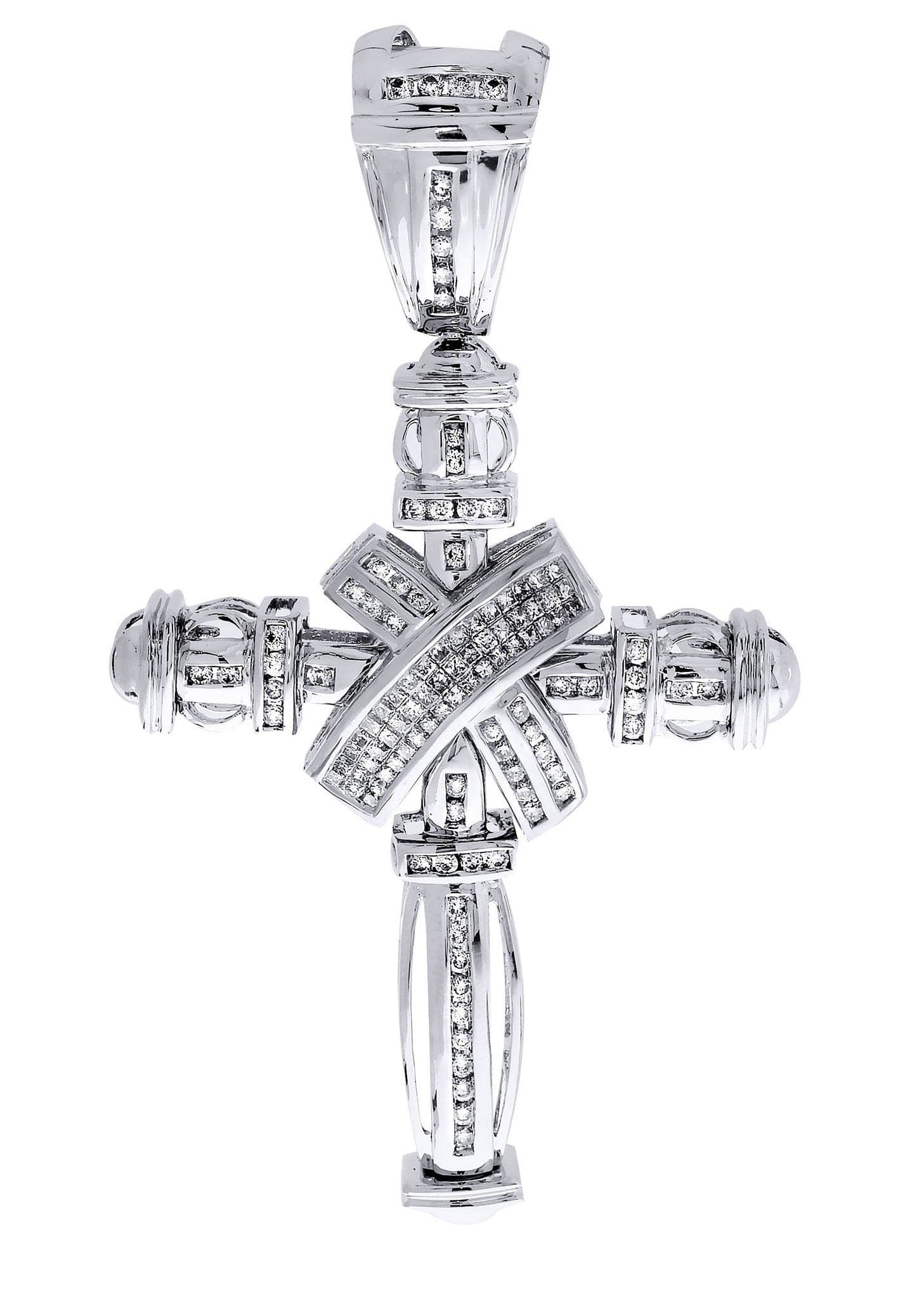 1.93 Carat Diamond Cross Pendant Necklace - 23.72 Grams Solid Gold Religious Jewelry for Women & Men - Perfect for Baptism, First Communion & Wedding Gifts