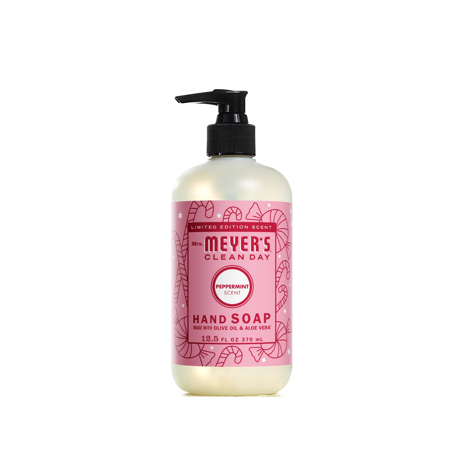 Mrs. Meyer's Clean Day Hand Soap Variety Pack - 4 Bottles (Gingerbread, Iowa Pine, Peppermint & Snow Drop Scents) | Plant-Derived Ingredients, Cruelty-Free | Perfect for Kitchen, Bathroom & Holiday Gifting