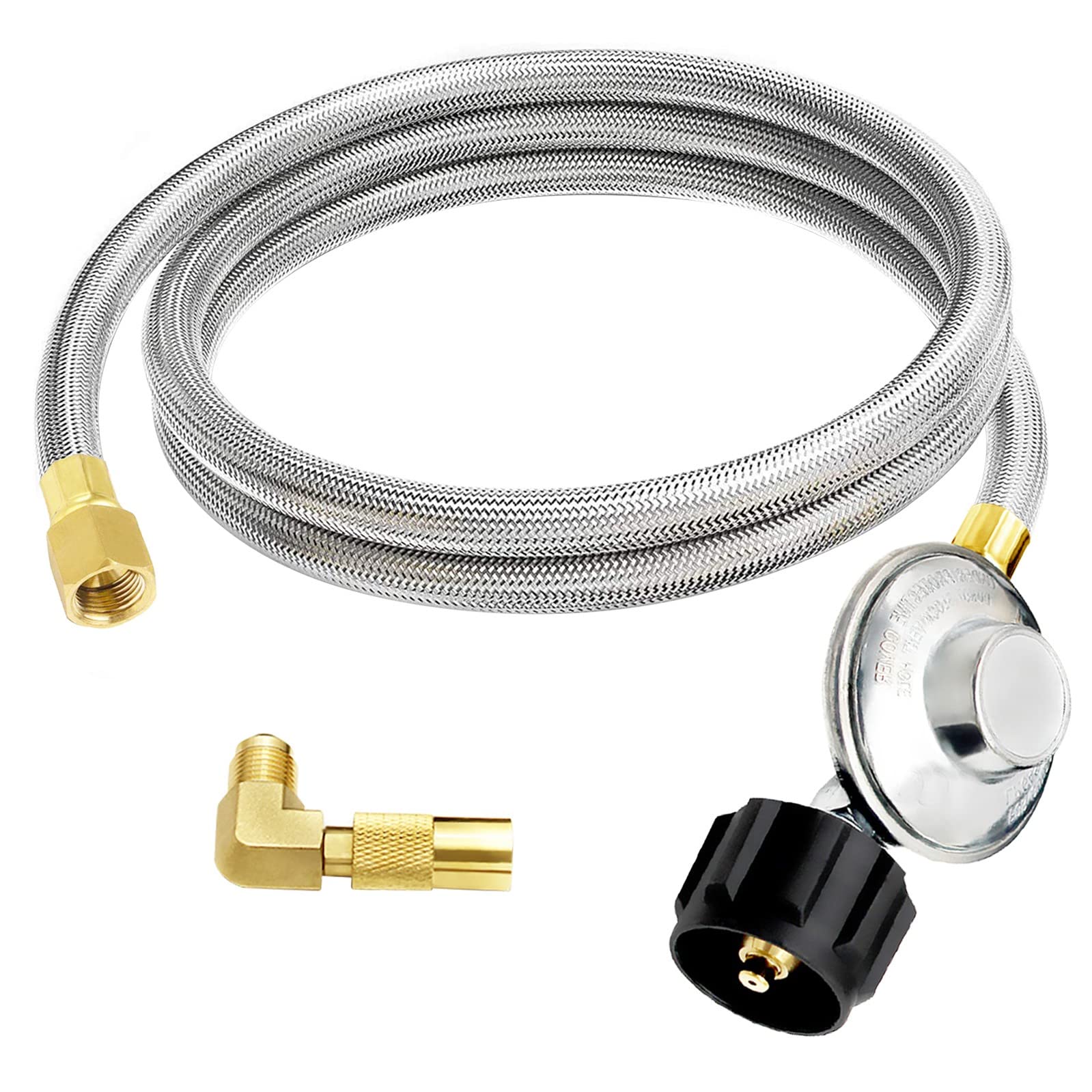 6FT Stainless Steel Braided Propane Hose with Regulator Adapter for Blackstone 17