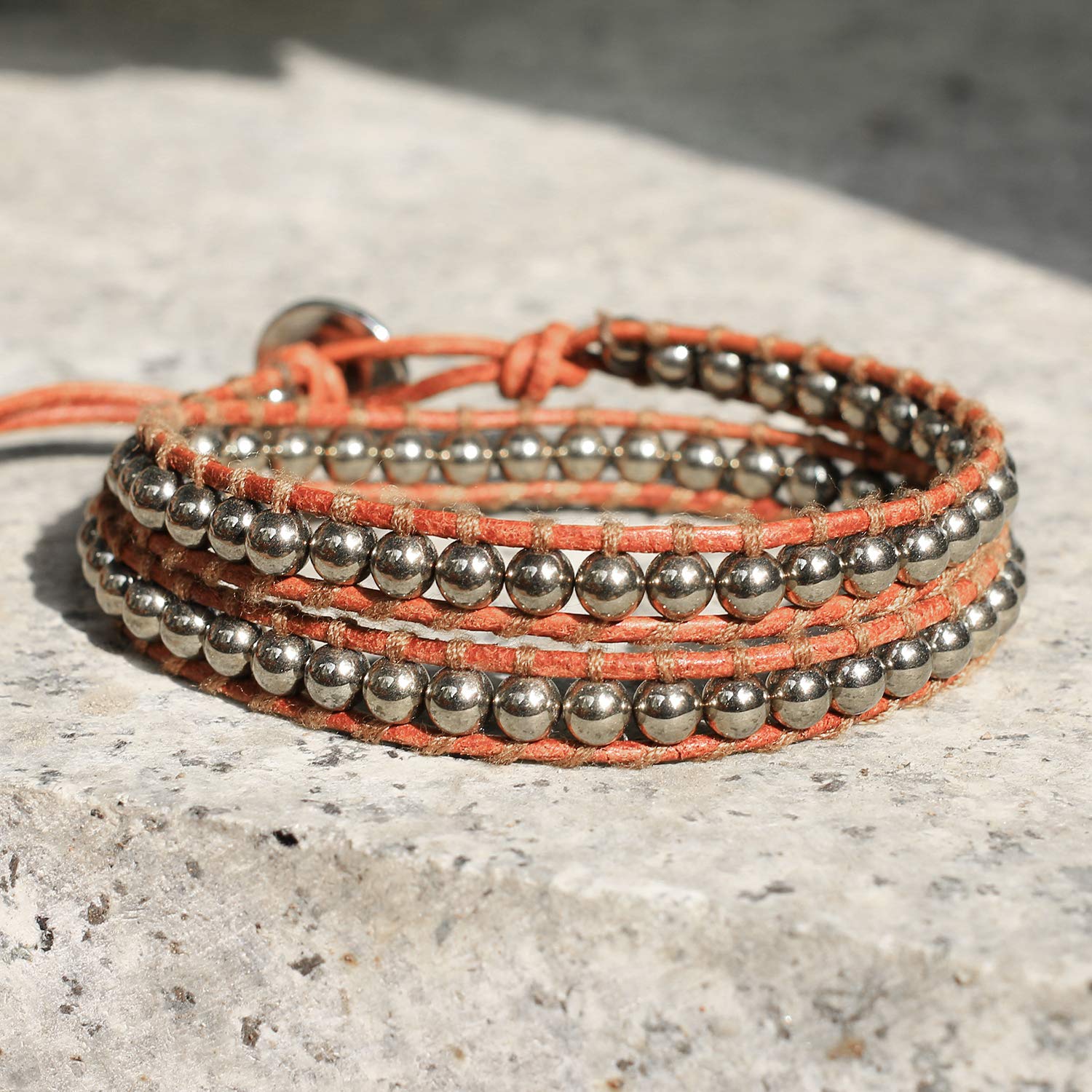 Natural Turquoise Gemstone Beads Wrap Bracelet - Adjustable Brown Leather Bracelet for Women | Boho Chic Jewelry for Everyday Wear & Gift Giving