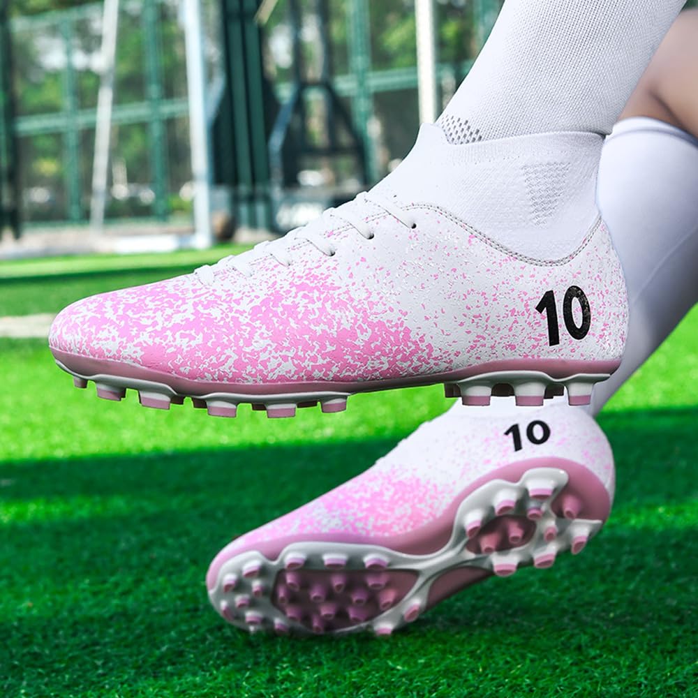 Breathable Women's & Men's High Top AG Soccer Cleats - Lightweight Futsal Shoes for Training & Outdoor Football Games | Perfect for Turf, Artificial Grass & Indoor Courts