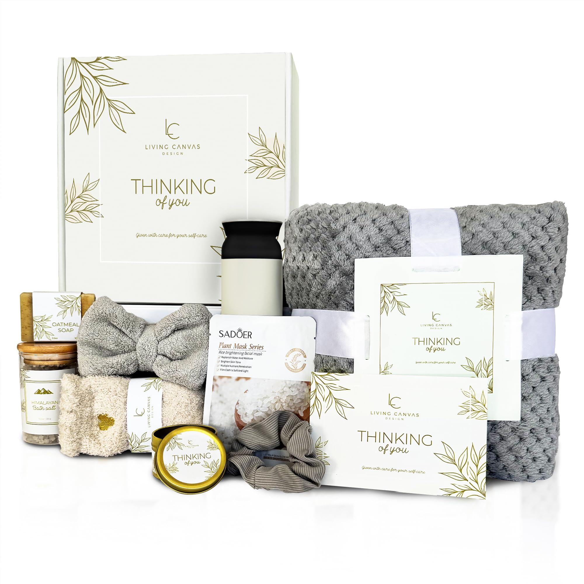 11-Piece Self Care Gift Set for Women - Spa Gift Basket with Bath Salts, Oatmeal Soap, Cozy Blanket - Perfect Get Well Present for Mom, Wife, Girlfriend, Daughter - Encouraging Inspirational Gift for Relaxation & Stress Relief at Home