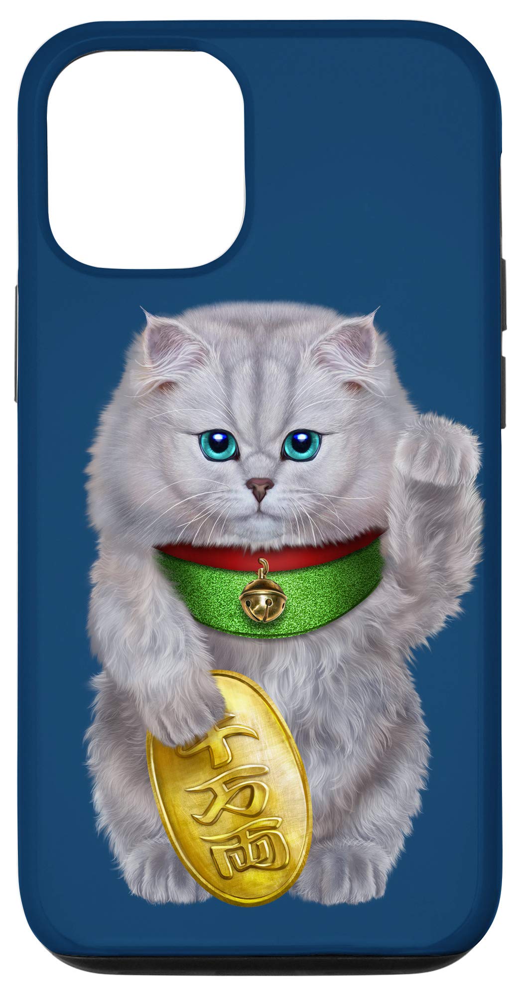 Lucky Cat iPhone 12/12 Pro Case - Japanese Maneki-Neko Design for Good Fortune & Protection | Cute Phone Cover for Daily Use, Office & Gift Giving