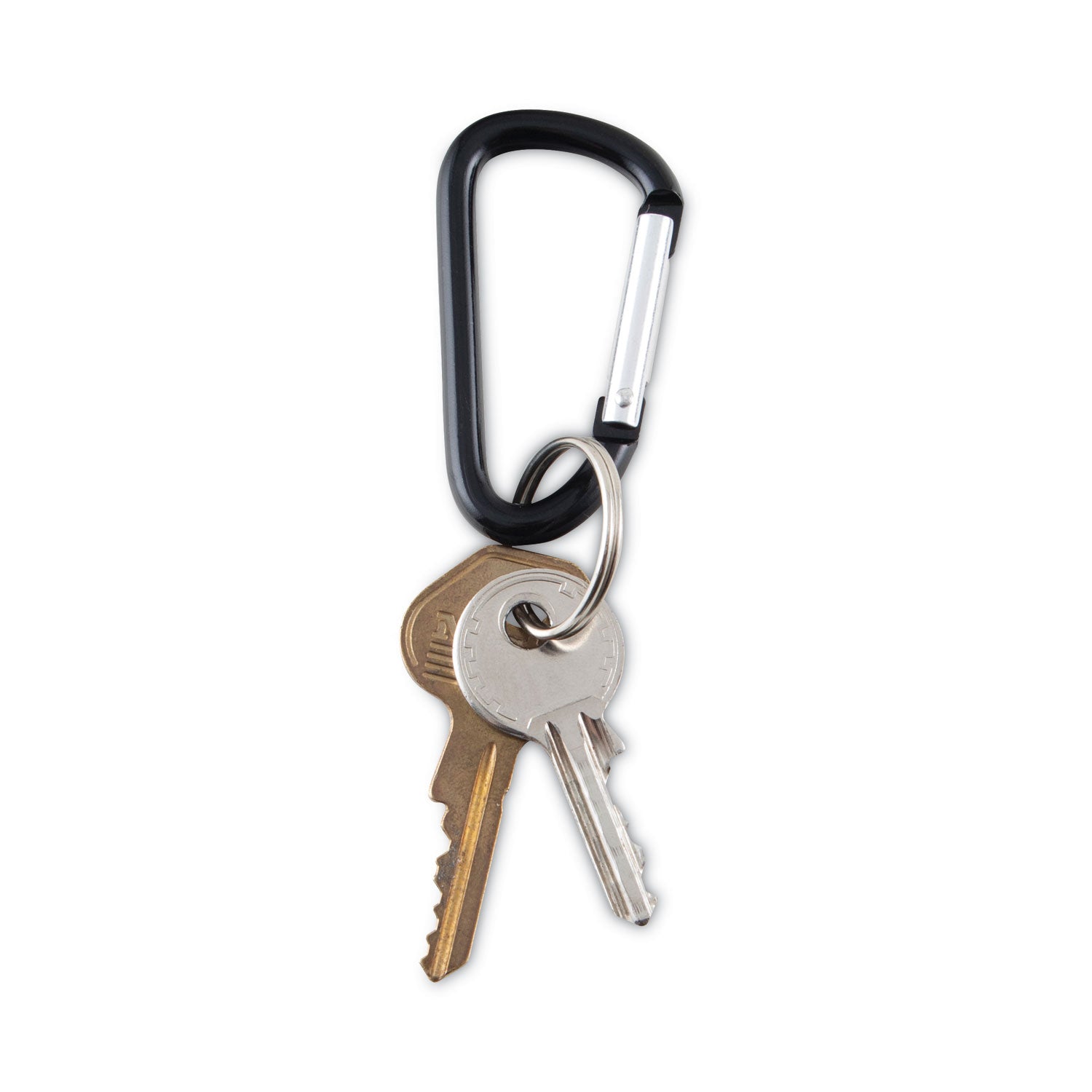 Advantus 10-Pack Black Aluminum Carabiner Key Chains with 10 Silver Key Rings - Secure & Durable for Keys, ID Badges, Backpacks, Hiking Gear & Outdoor Adventures