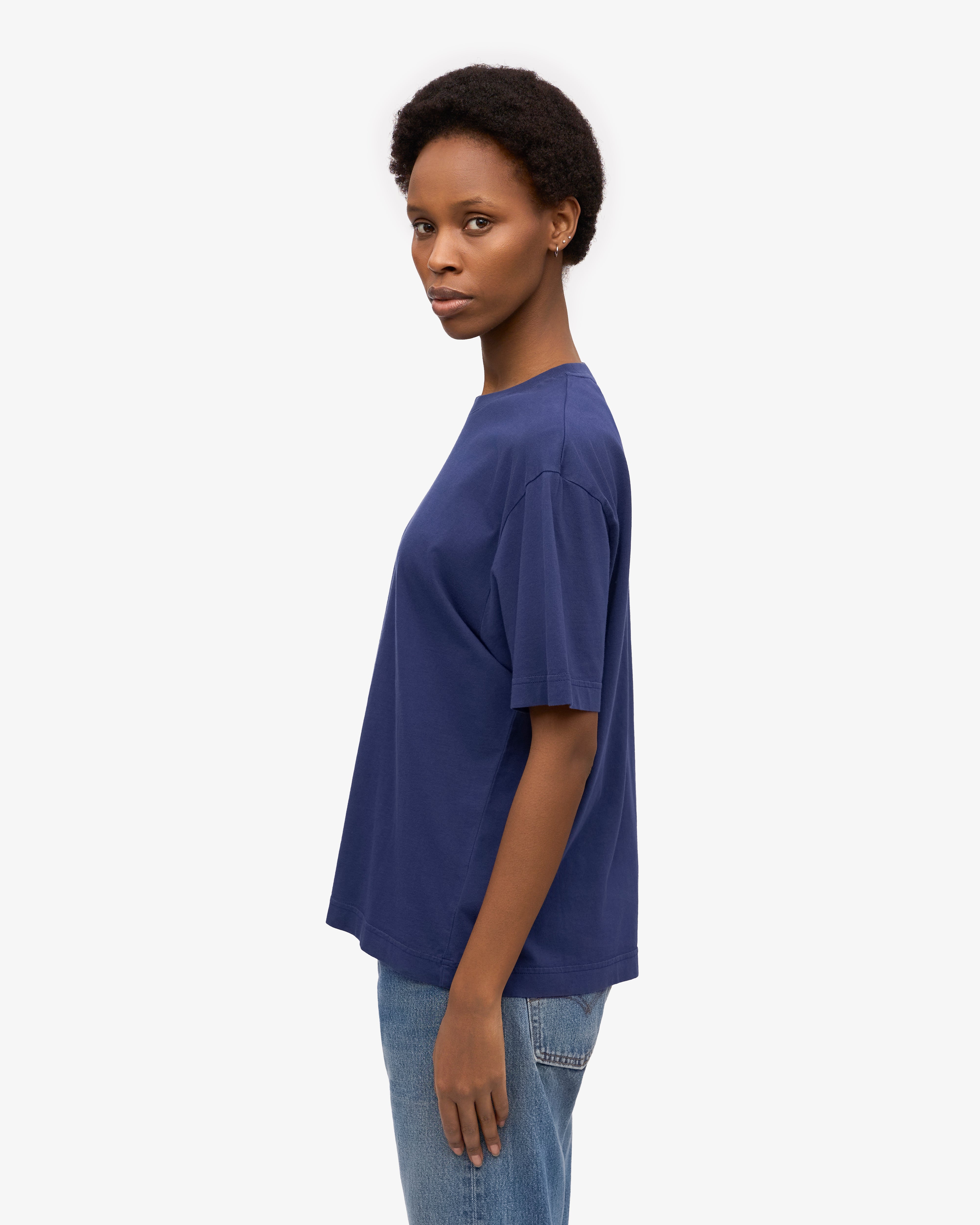 Premium Oversized Organic Cotton T-Shirt for Men & Women - Soft, Breathable & Eco-Friendly - Marine Blue - Perfect for Casual Wear, Loungewear & Street Style