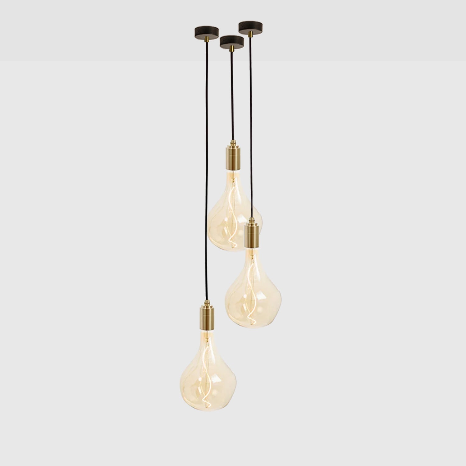 Voronoi II Brass Pendant Light Set of 3 - Modern Geometric Ceiling Lighting for Dining Room, Kitchen Island & Bedroom