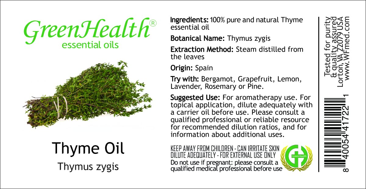 100% Pure Thyme Essential Oil 15ml - Natural Aromatherapy Oil for Relaxation, Skin Care & DIY Recipes | Perfect for Diffusers, Massage & Home Use