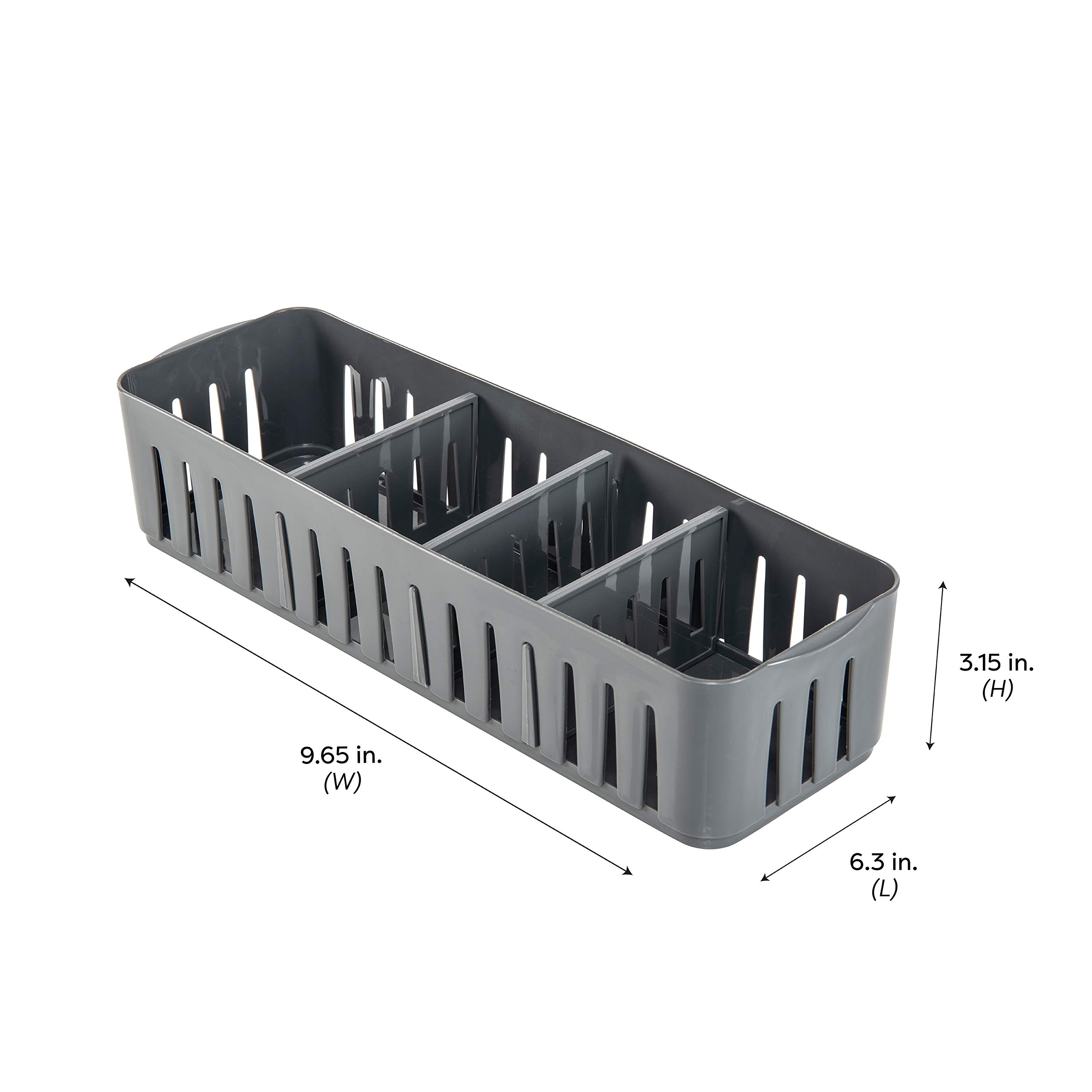 4-Compartment Stackable Storage Bin - Adjustable Dividers for Office, Bathroom & Dorm Organization