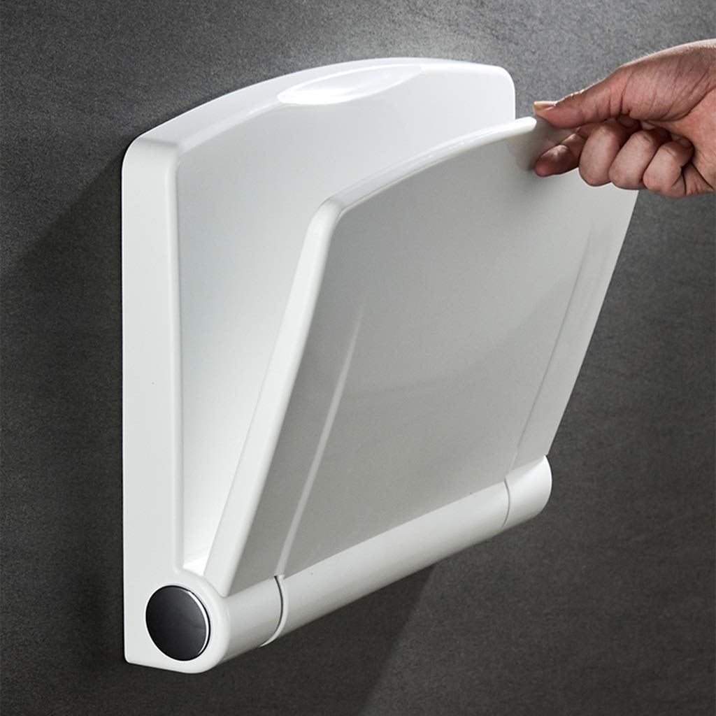 Foldable ABS Wall Mounted Shower Chair with Backrest - White Safety Bath Bench for Elderly, Disabled & Adults | Non-Slip Shoe Storage Stool for Living Room, Hallway | Ideal for Bathroom Safety & Home Organization
