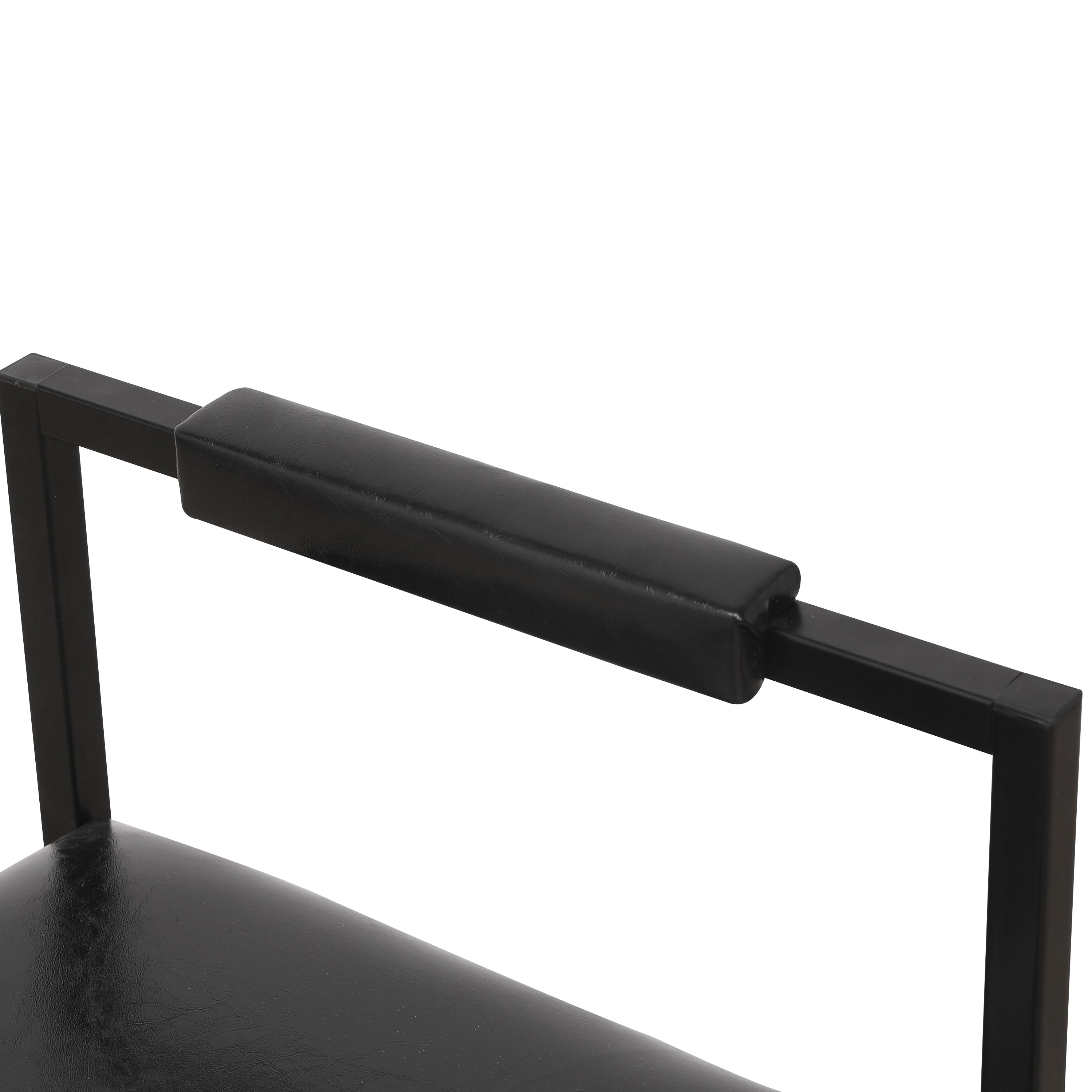 Set of 2 Black PU Leather Bar Stools with Backrest & Footrest - Counter Height Kitchen Island Stools for Home Bar, Breakfast Nook & Dining Room Decor