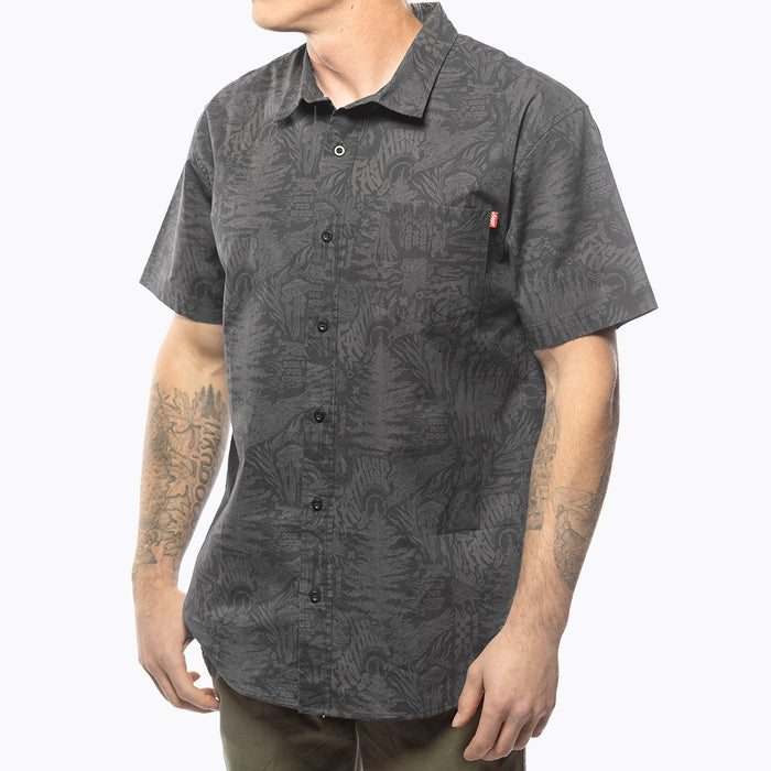 Tomahawk SS Button Up Shirt for Men - Black Casual Short Sleeve Shirt | Perfect for Outdoor Activities, Summer Wear & Casual Office Outfits