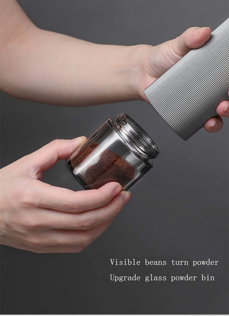 Premium Manual Coffee Grinder with CNC Stainless Steel Conical Burr - Adjustable Coarseness, Double Bearing System for French Press, Espresso & Pour Over - Perfect Coffee Gift for Home, Office & Travel (Silver) - BULEA