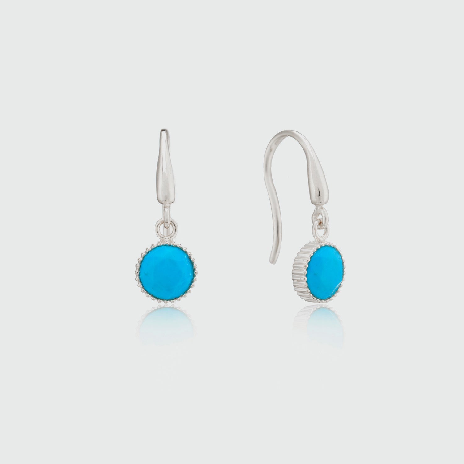 Barcelona Silver December Turquoise Birthstone Hook Earrings for Women - Perfect Gift for Christmas, Birthday & Anniversary