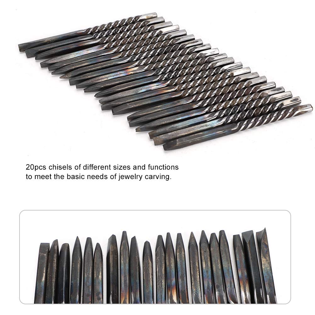 20pcs Professional Jewelry Carving Tools Set - Engraving Kit with Metal Anvil & Chisels for Jewelry Making, Metal Crafting & DIY Projects - Perfect for Jewelers, Artists & Hobbyists