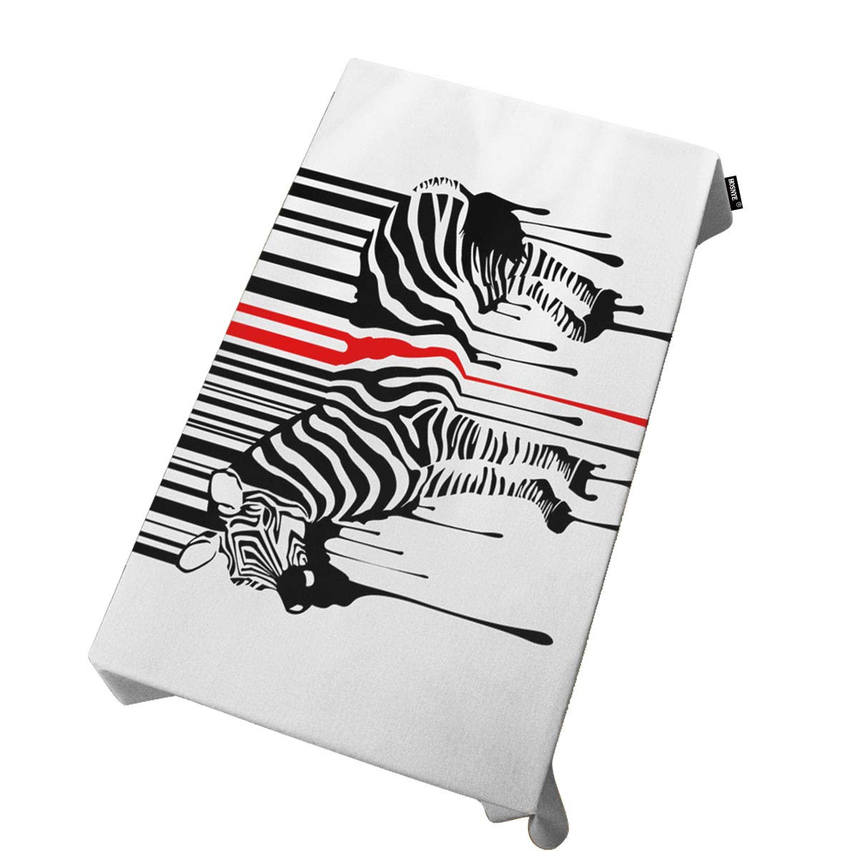 HOSNYE 60x90 Inch Zebra Print Tablecloth for Rectangle Tables - Barcode Silhouette Design, Spill & Stain Resistant - Perfect for Kitchen, Dining Room, Outdoor Parties & Buffet Table Decorations