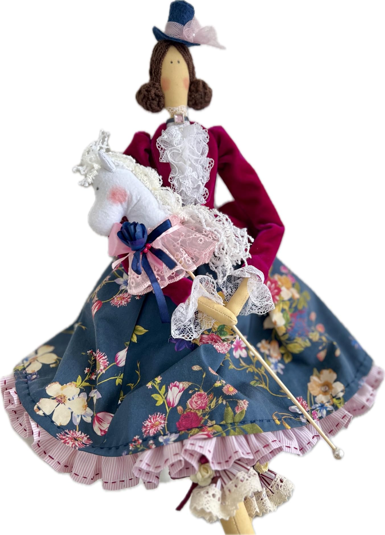 Tilda Mademoiselle Adelina Handmade Rag Doll - Regency & Rococo French Court Style Art Doll | Romantic Princess Gift for Girls | Perfect for Tea Parties, Nursery Decor & Collectible Displays