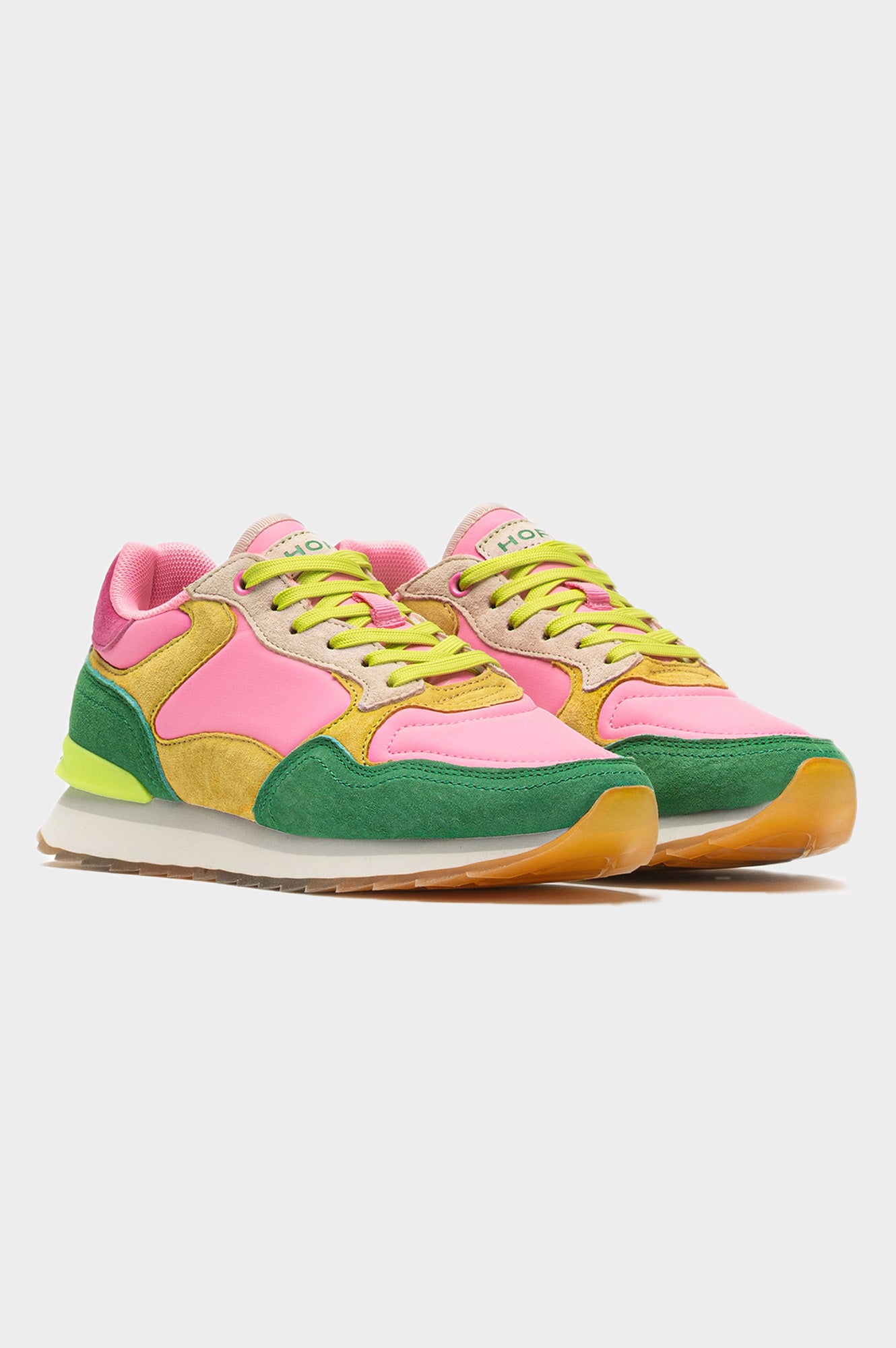 HOFF Santa Marta Trainers for Women - Lightweight Running Shoes with Cushioning, Green and Pink Color Block Design - Perfect for Jogging, Gym Workouts & Casual Wear