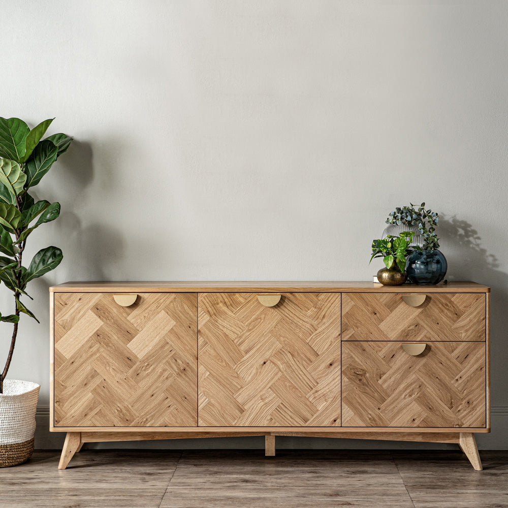 180cm Oak LOFTUS Sideboard Buffet Cabinet - Modern Dining Room Storage for Dishes, Linens & Entertaining Essentials