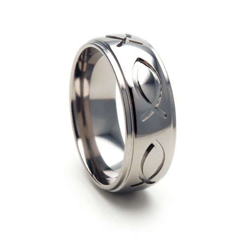 Titanium Christian Jesus Fish Ring - Honor Christ with Durable & Hypoallergenic Jewelry - Free Sizing 4-17 - Perfect for Weddings, Baptisms & Daily Faith Wear