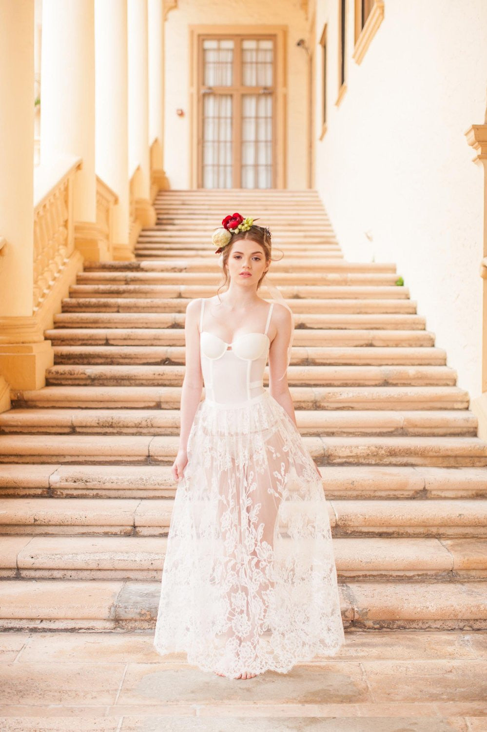 Belle Époque Edwardian French Lace Tulle Skirt in Natural Ivory | Vintage Bridal Skirt for Weddings, Photo Shoots & Special Occasions