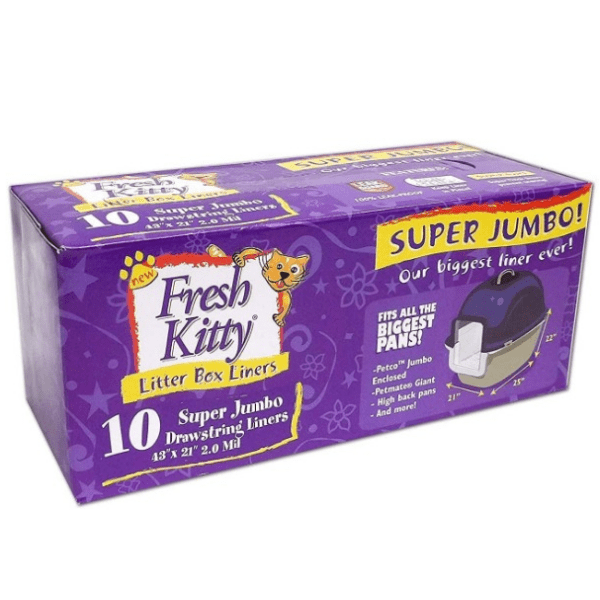 Fresh Kitty Super Jumbo Drawstring Litter Box Liners - Extra Large Cat Waste Bags for Easy Cleanup | Perfect for Multi-Cat Homes & Large Litter Boxes