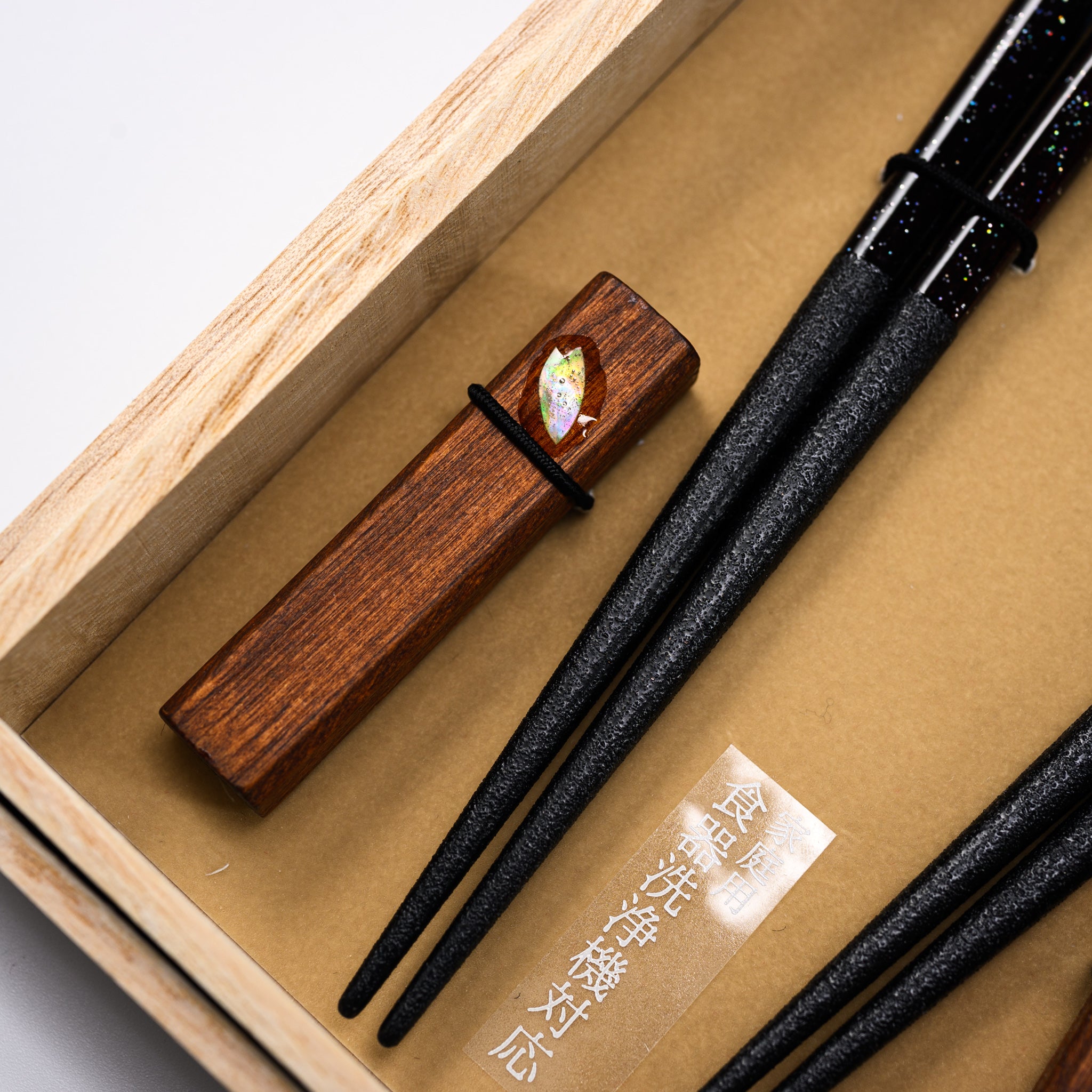 Premium Japanese Lacquered Chopsticks Gift Set - Handcrafted Wakasa Flower Abalone Shell Design with Chopstick Rest | Elegant Dining Utensils for Sushi, Asian Cuisine & Home Decor