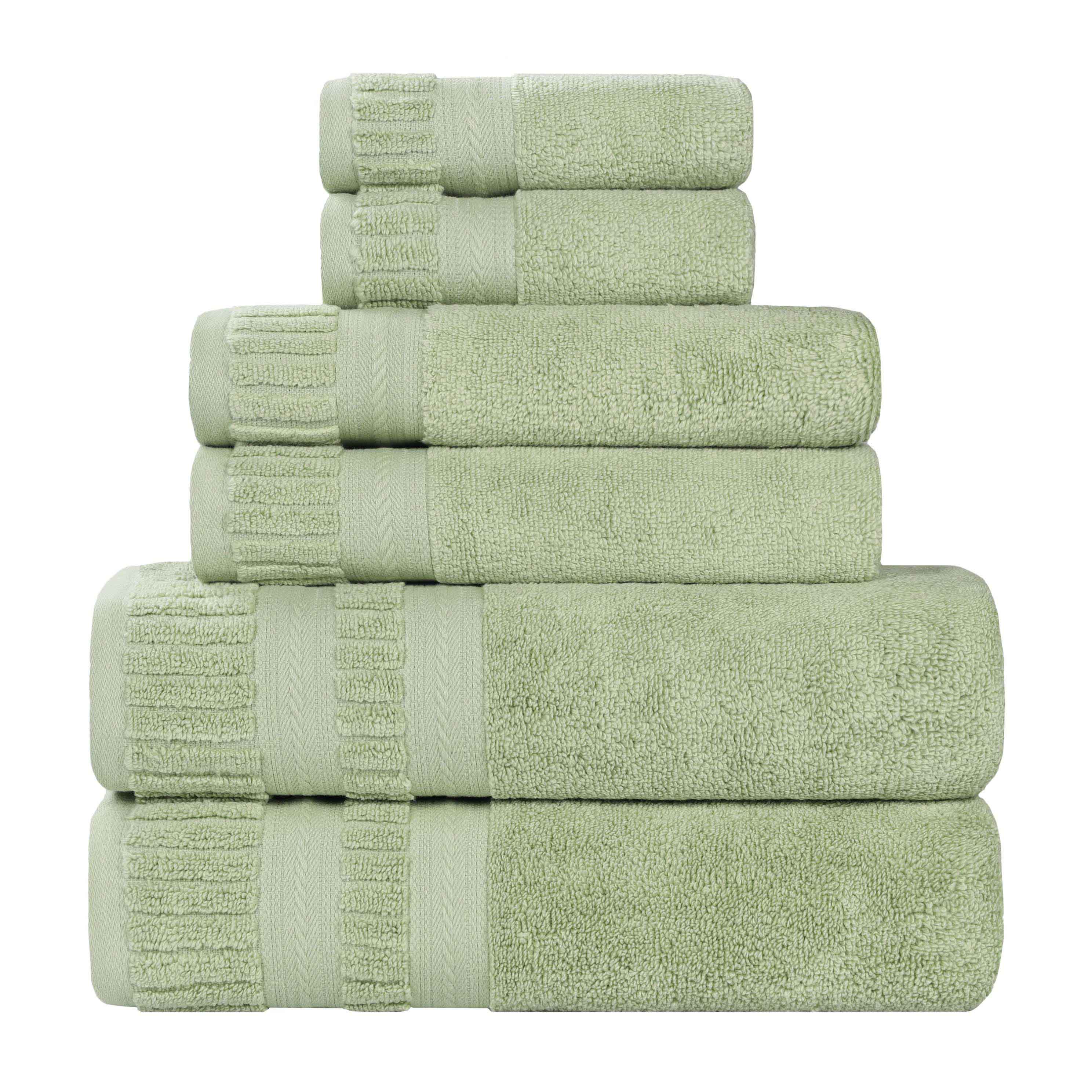 Venice Zero Twist Cotton 6-Piece Towel Set - Medium Weight, Highly Absorbent Bath Towels for Spa, Gym & Home Use