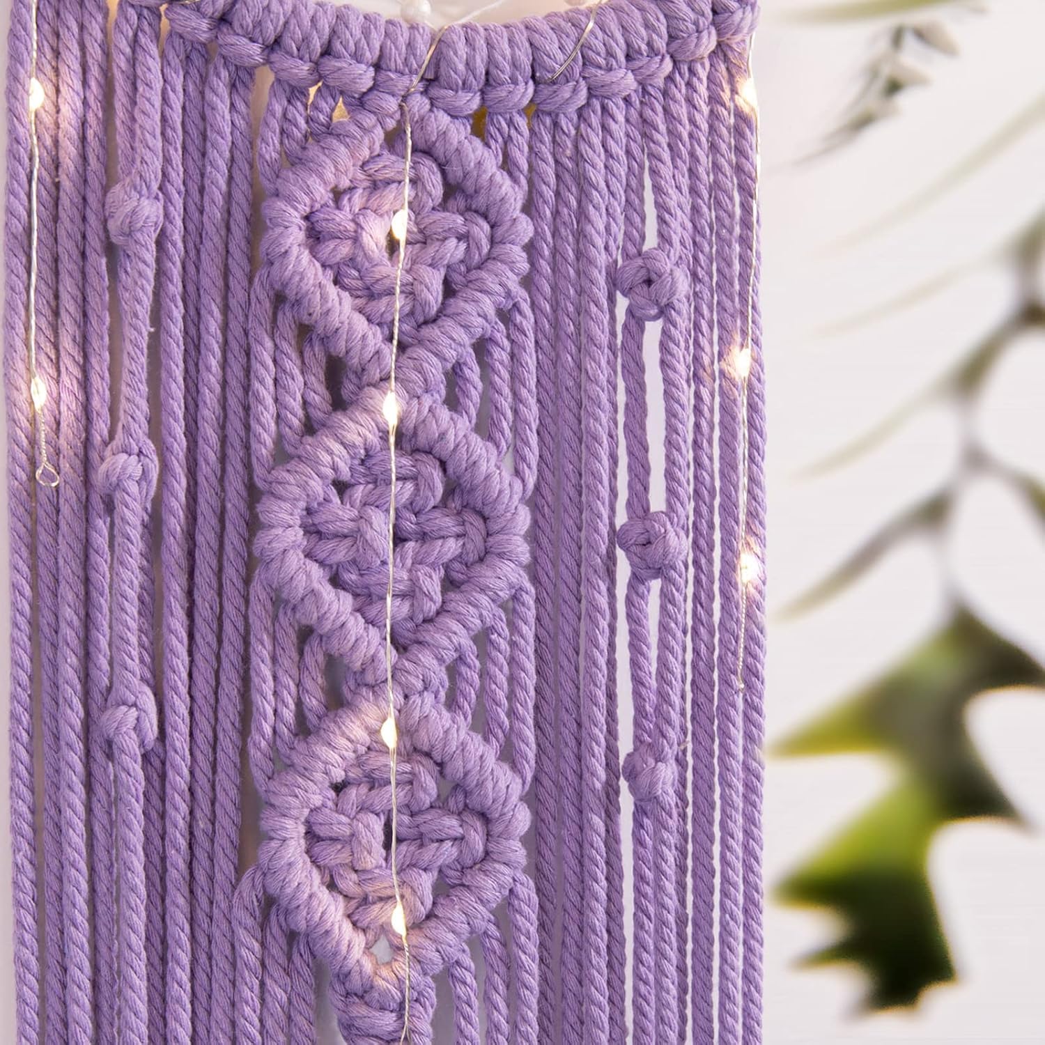 Kyoryuger Moon Dream Catcher with LED Lights - Handmade Boho Wall Hanging for Teen Girls Room Decor, Birthday Gifts for Women & Kids - Purple Dreamcatcher for Bedroom, Nursery & Meditation Space