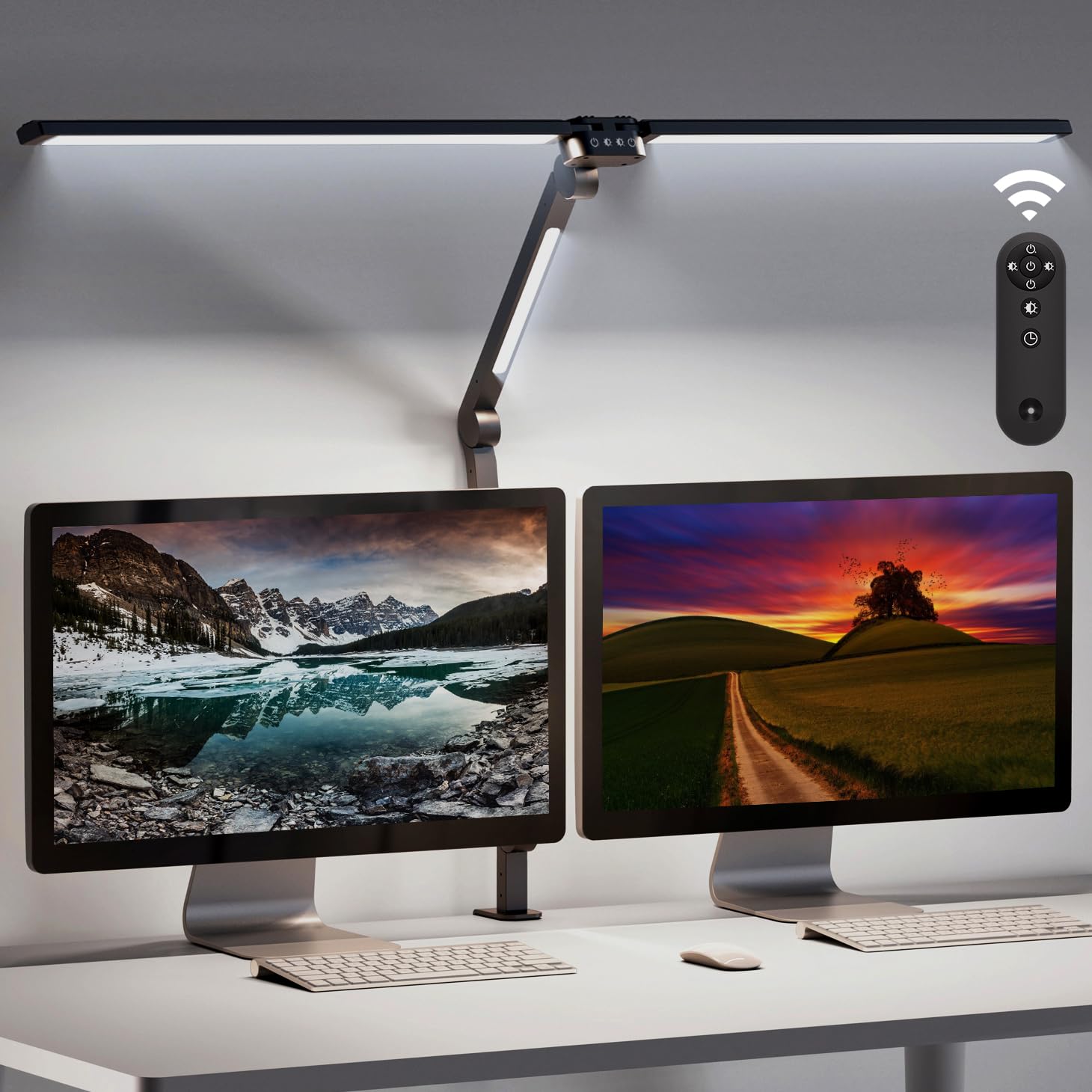 LED Desk Lamp with Remote Control - Flexible Clamp Light, 25 Eye-Caring Modes, Adjustable Brightness for Home Office, Study & Reading | Dimmable Table Lamp with Solid Base for Work, Gaming & Nightstand Use