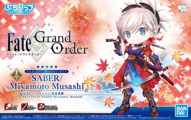 Bandai Petitrits #05 Fate/Grand Order Saber - Miyamoto Musashi Action Figure Model Kit for Anime Collectors & Display
