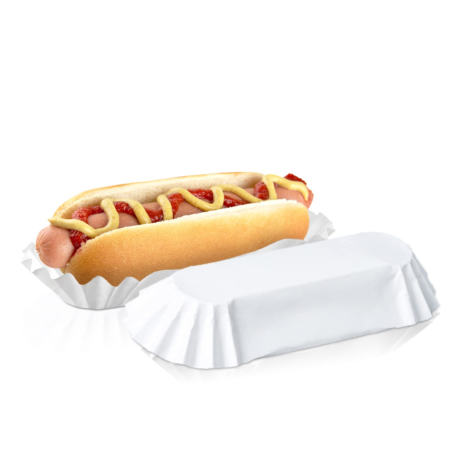 75 Pcs Disposable White Fluted Hot Dog Trays - 6