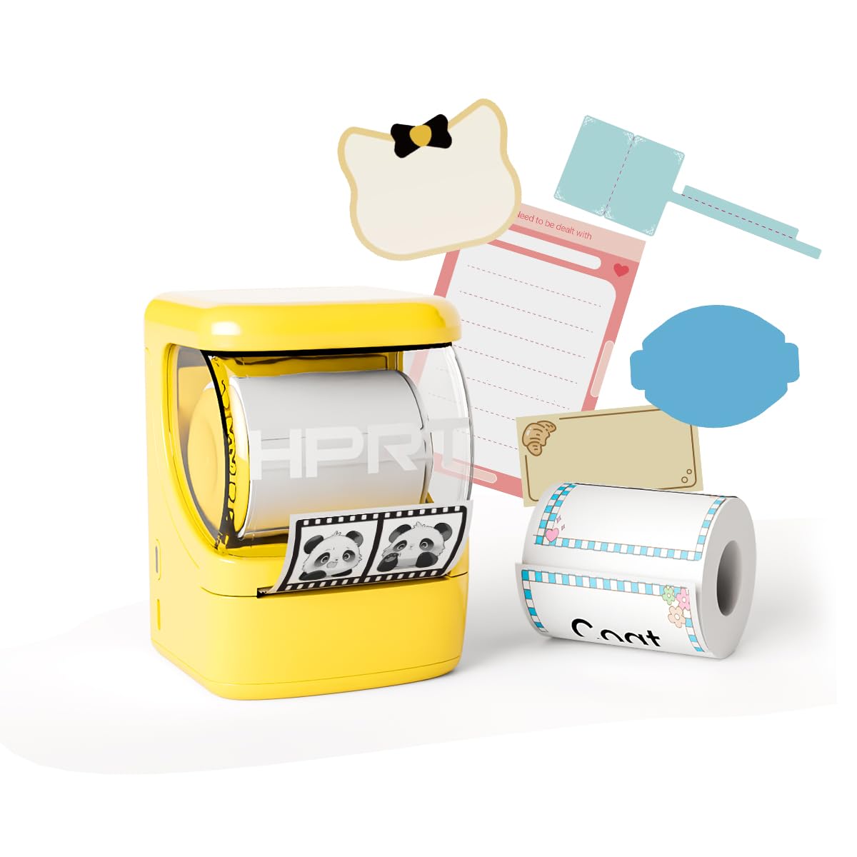 HPRT 2 Inch Portable Thermal Label Printer with Tape - Easy-to-Use Label Maker for Stickers, Storage Bins & Organization (Yellow) | Perfect for Home, Office & Warehouse Labeling Needs