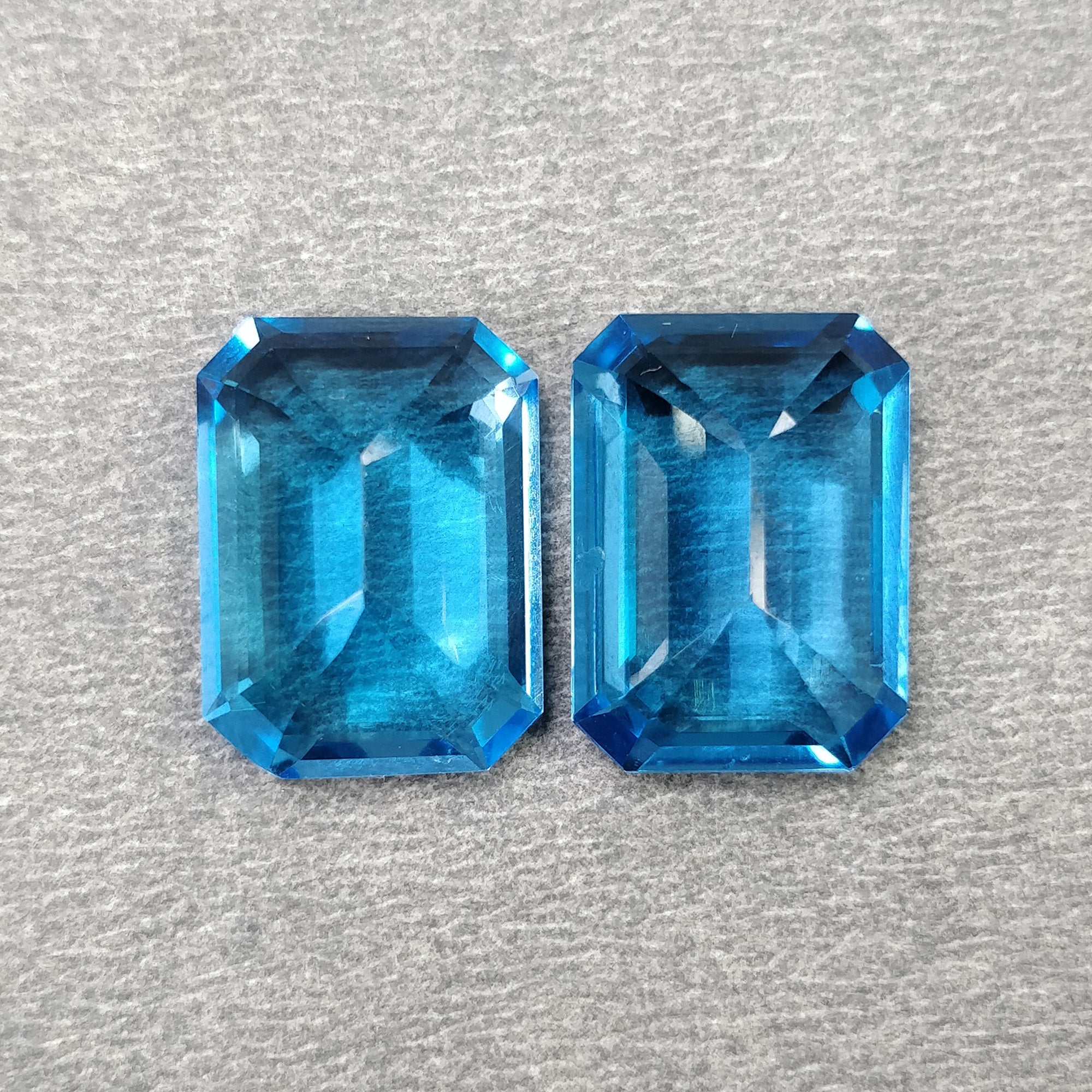 Certified Natural Blue Topaz Gemstone Pair - 24.30cts Unheated Octagon Cut (15.96x11.66mm) for Jewelry Making, Engagement Rings & Luxury Gifts