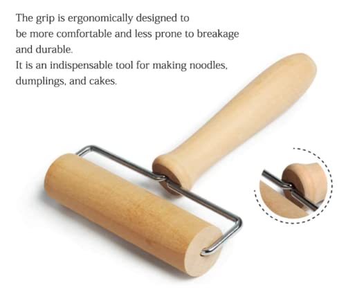 U COOK Solid Beech Wood Rolling Pin - T-Shaped Baking Tool for Dough, Pizza, Cookies & Pastry | Perfect for Homemade Dumplings, Pies & Bread Making