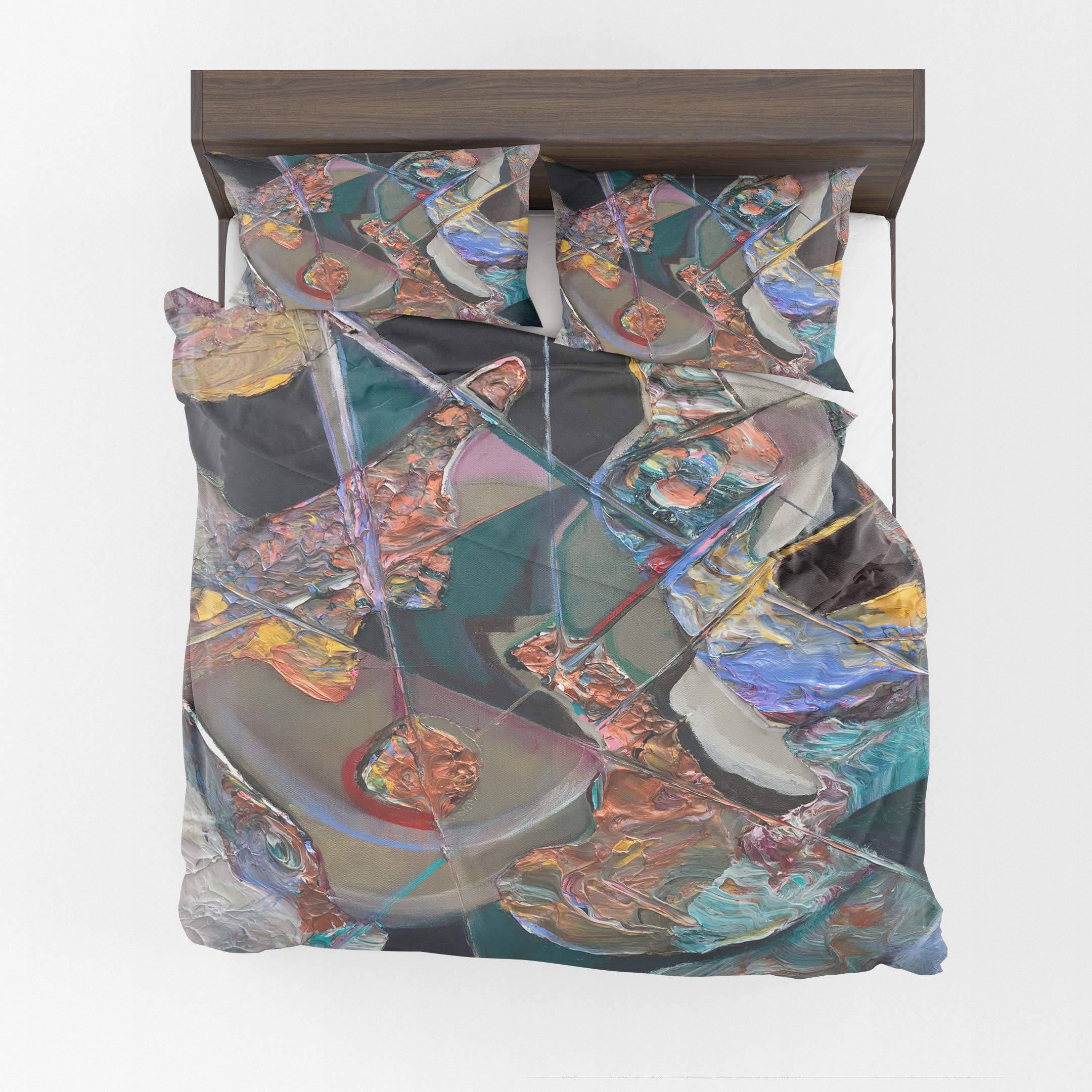 Abstract Art Comforter Set - Colorful Artsy Bedding with Vibrant Black, Orange, Blue & Yellow Design - King Size Includes Comforter + 2 Pillowcases - Perfect for Modern Bedrooms, Guest Rooms & Artistic Home Decor