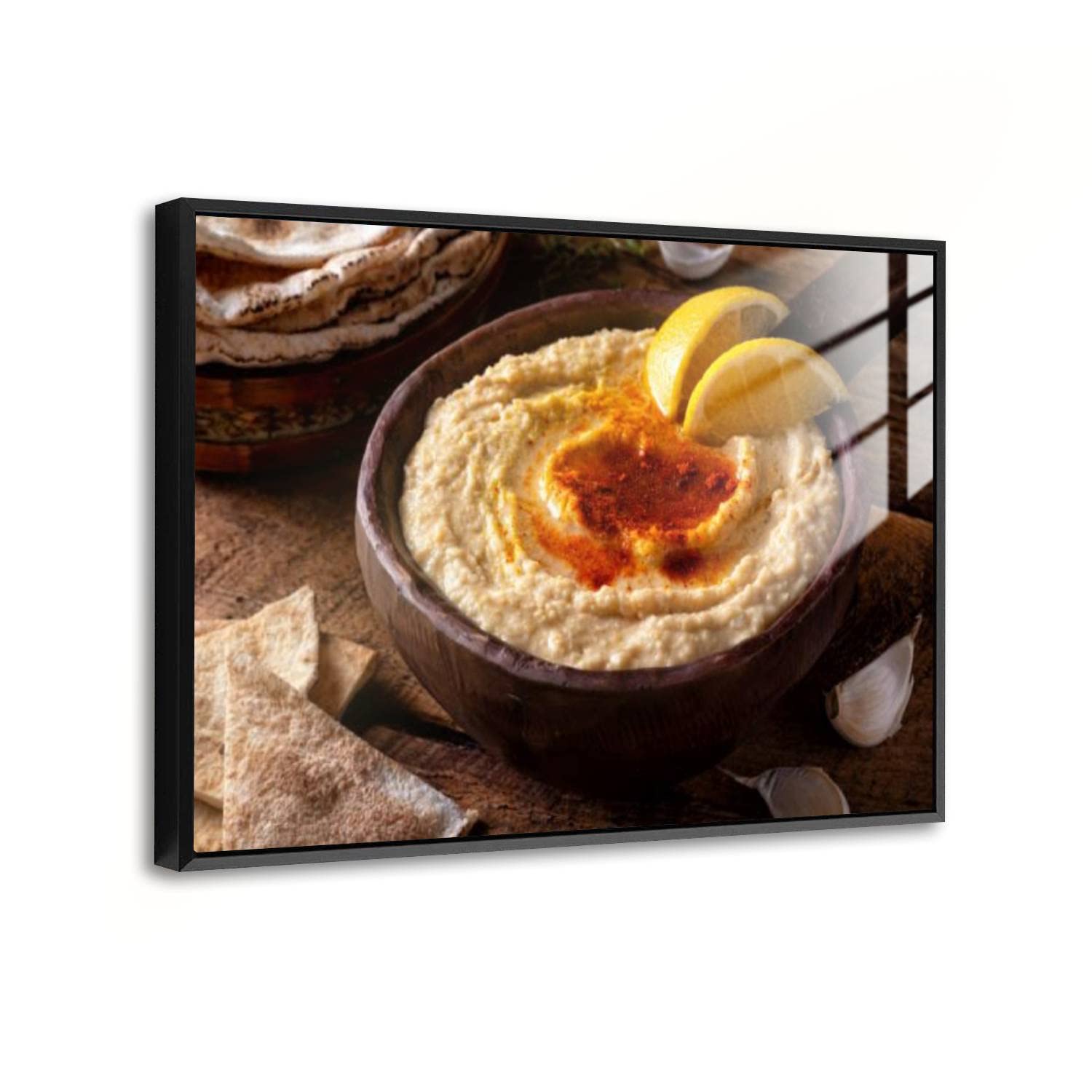 16x20 Inch Black Framed Acrylic Glass Wall Art Print - Creamy Hummus Modern Artwork Poster for Home Decor | Perfect for Living Room & Bedroom Wall Decor