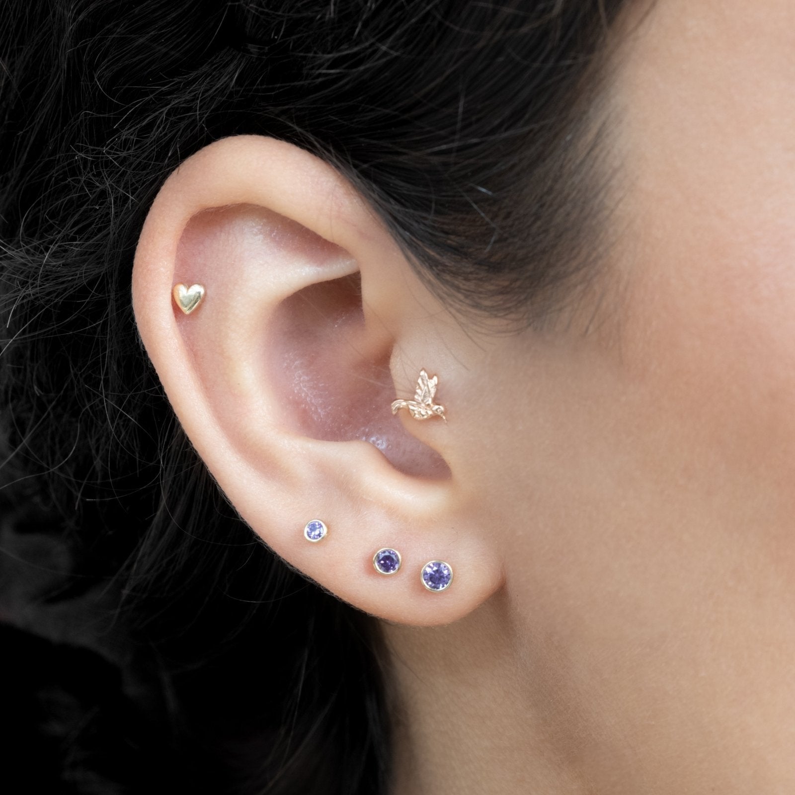 14K Rose Gold Hummingbird Flat Back Stud Earrings – Dainty & Elegant Jewelry for Women, Perfect for Everyday Wear, Gifts & Special Occasions