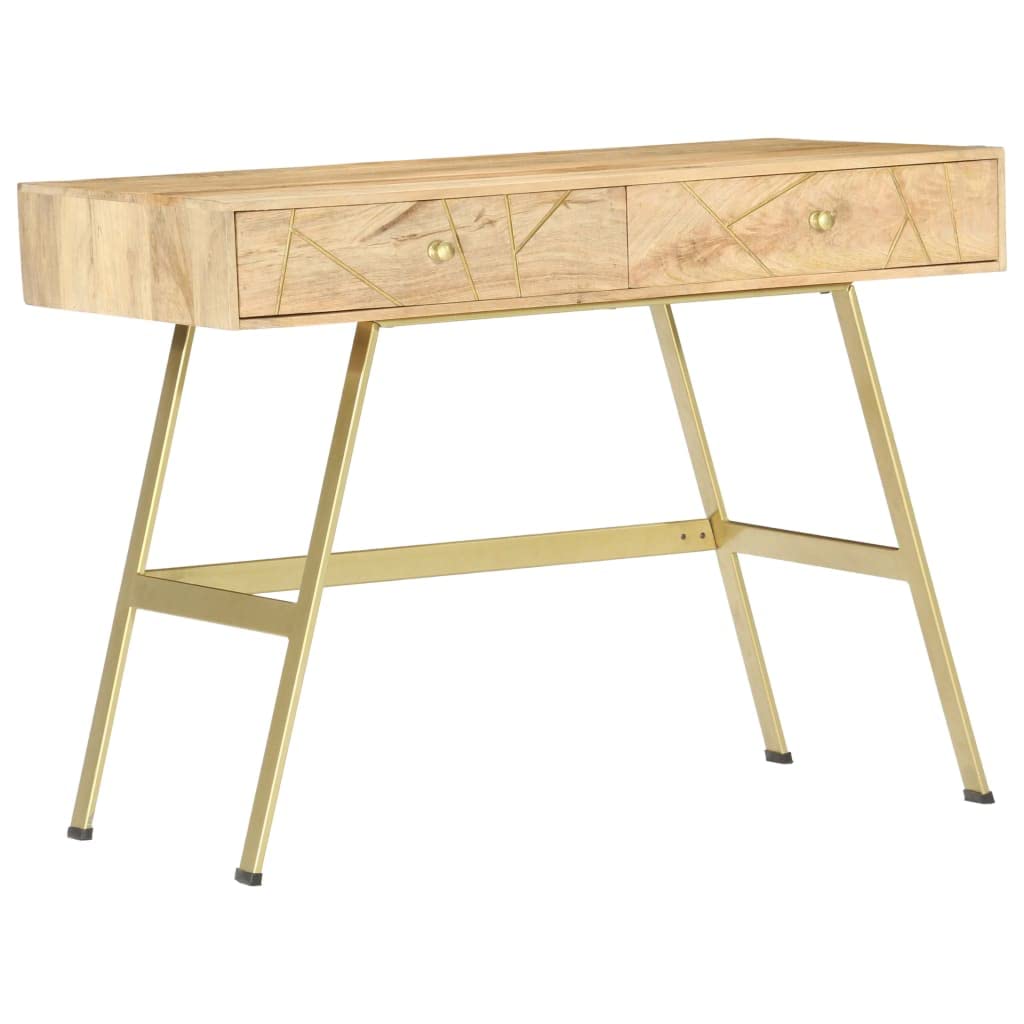 Solid Mango Wood Computer Desk with Drawers, 39.4