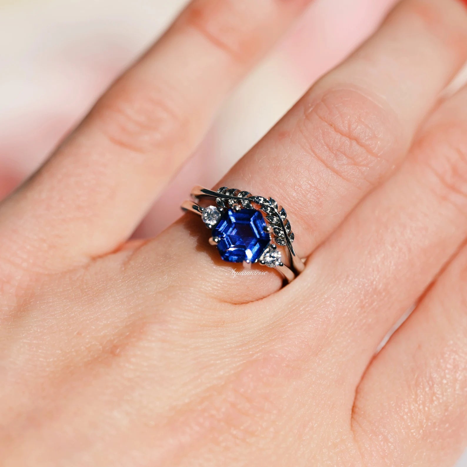 Leaf Tanzanite Ring Set in Sterling Silver – Elegant Jewelry for Women, Perfect for Weddings, Anniversaries & Special Occasions