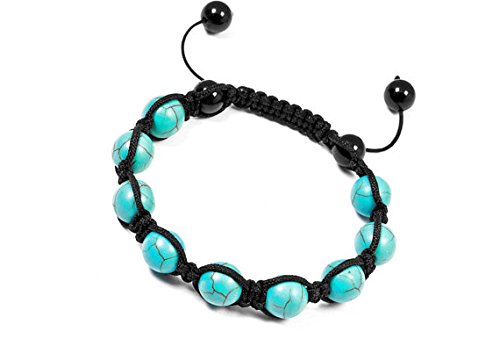 10mm Blue Turquoise Shamballa Bracelet for Women & Men - Adjustable Howlite Beaded Bracelet - Boho Chic Jewelry for Yoga, Meditation & Everyday Wear