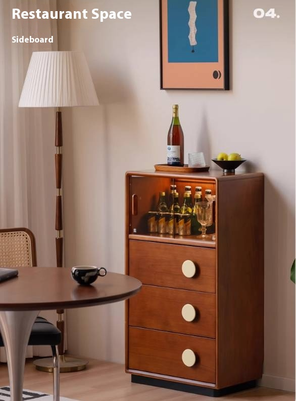 Antique Style Poplar Solid Wood Side Cabinet for Living Room, Bedroom & Entryway - Rustic Floor Storage Organizer with Drawers & Shelves
